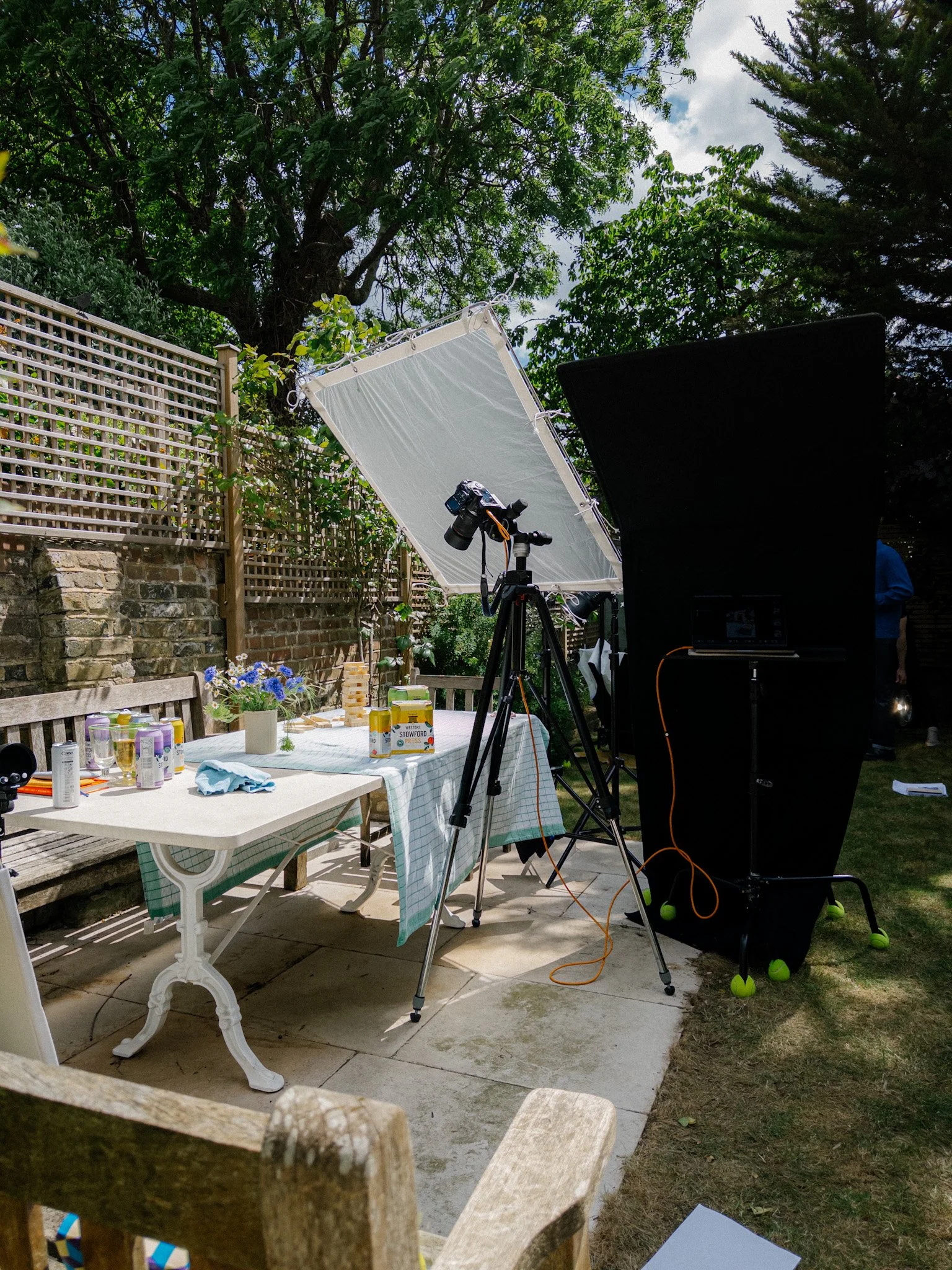 Photography setup for a shoot for Weston's cider