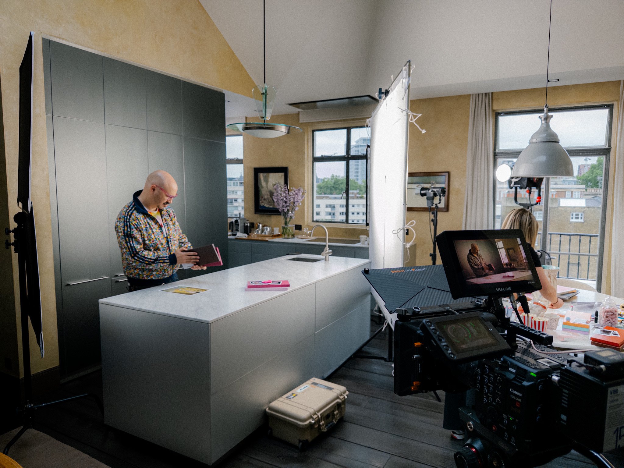 Lighting setup for a shoot for Smile Kitchens