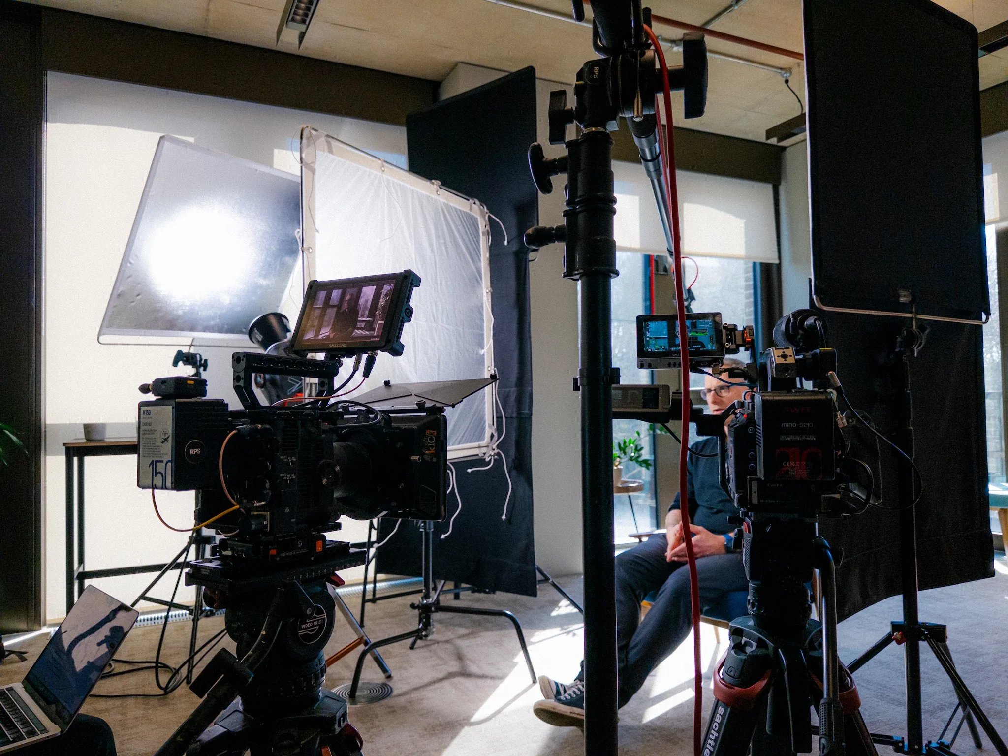 Full lighting and camera setup for a corporate interview for Faculty