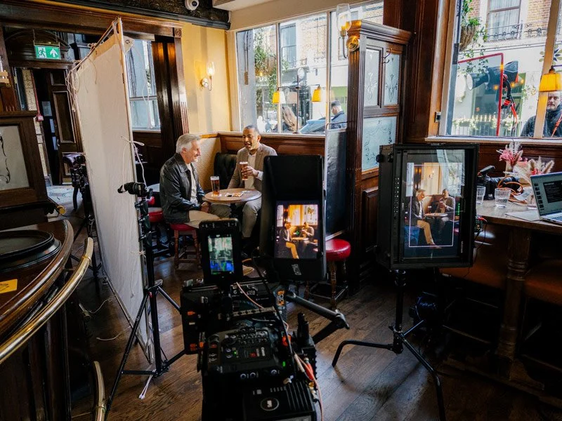 Lighting setup in a pub for the Young's beer shoot