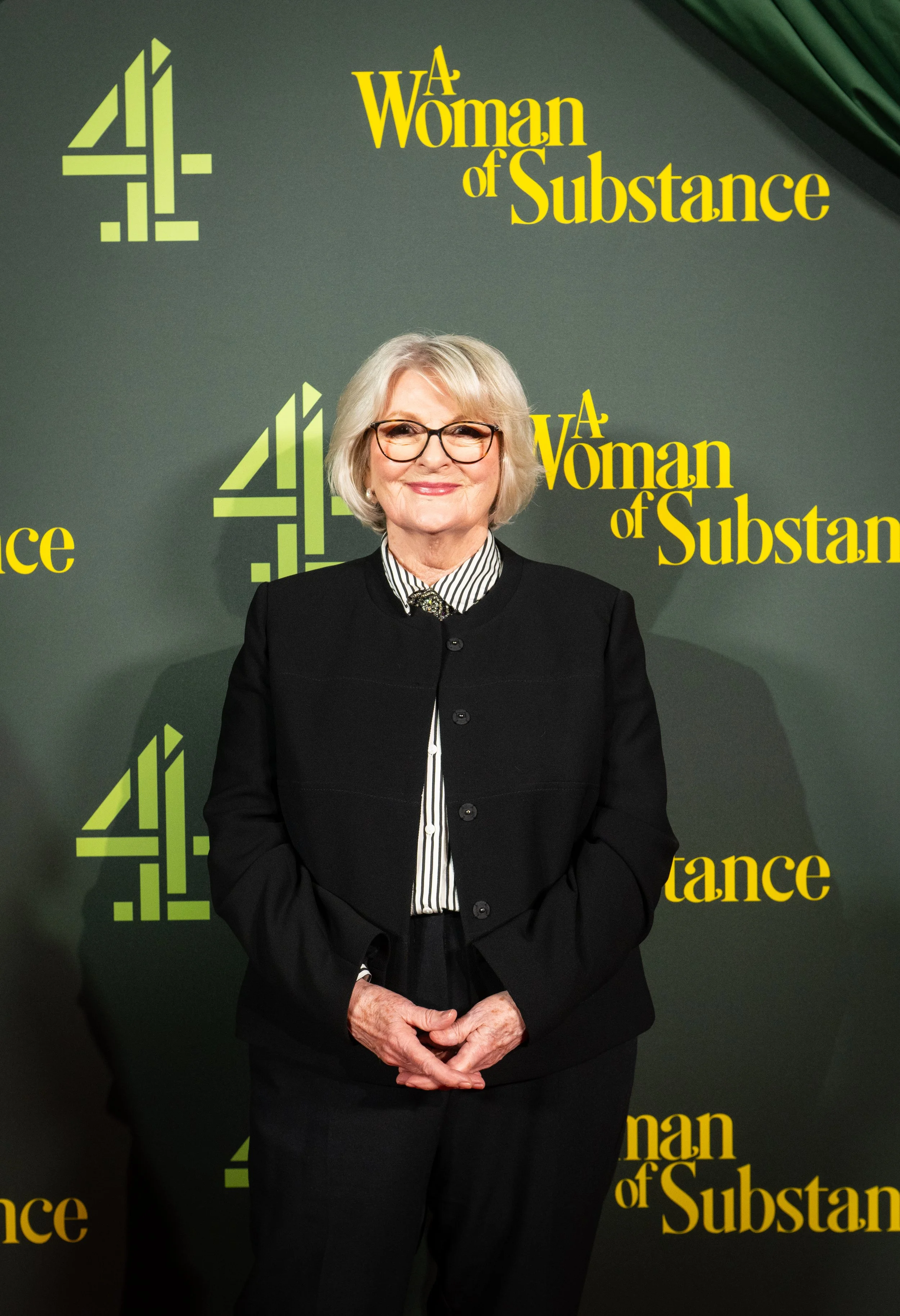 Brenda Blethyn stuns on the red carpet at the Leeds premiere of A Woman of Substance for Channel 4. Showcasing elegant hair and polished makeup, the award-winning actress exudes timeless sophistication in a classic black ensemble.