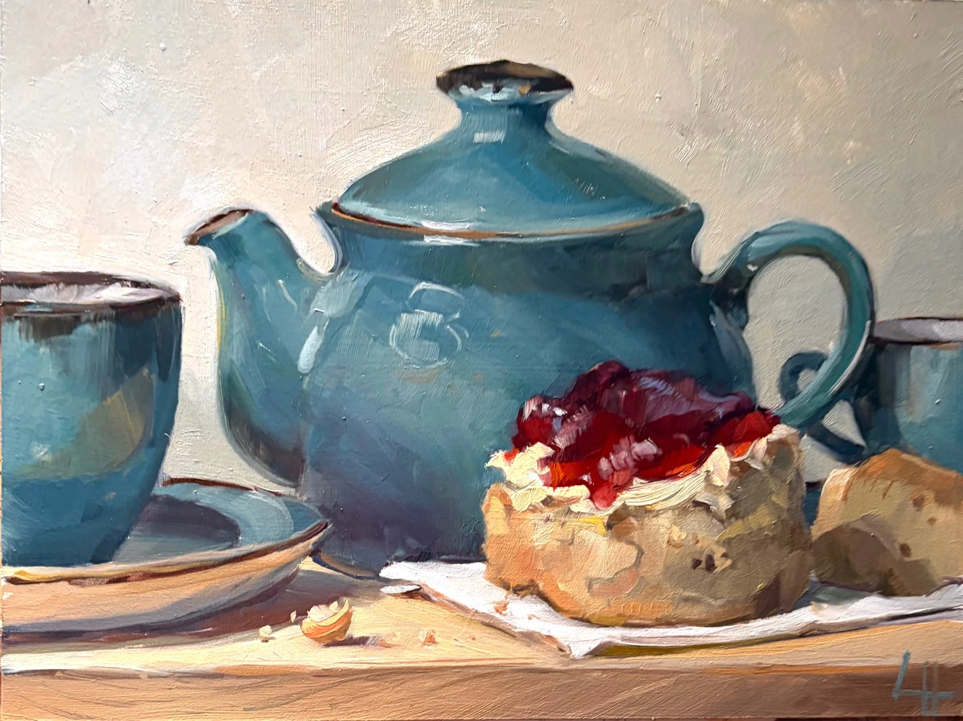 Cotswold cream tea, 6x8"