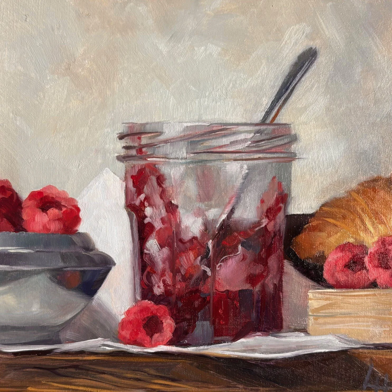 Raspberry Jam, Oil on board 6x6"