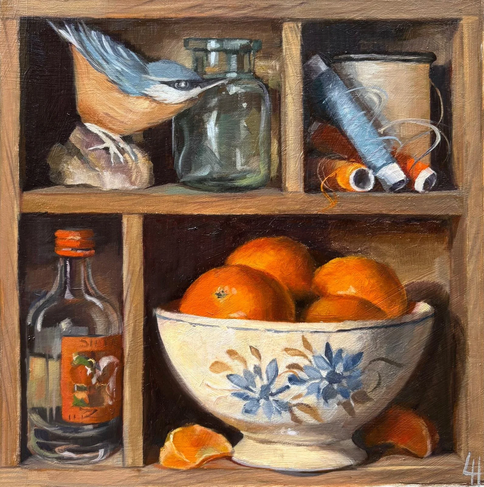 Gin and Orange, Oil on board. 8x8"