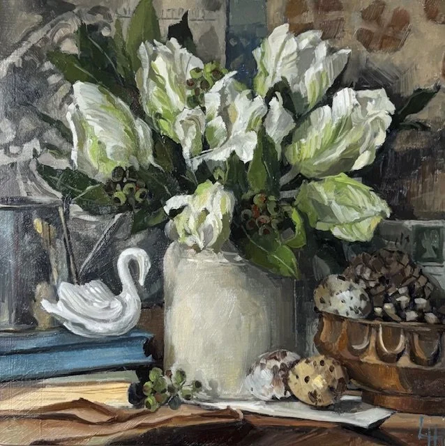 Mid Winter light, 10x10", Oil on bopard, Framed