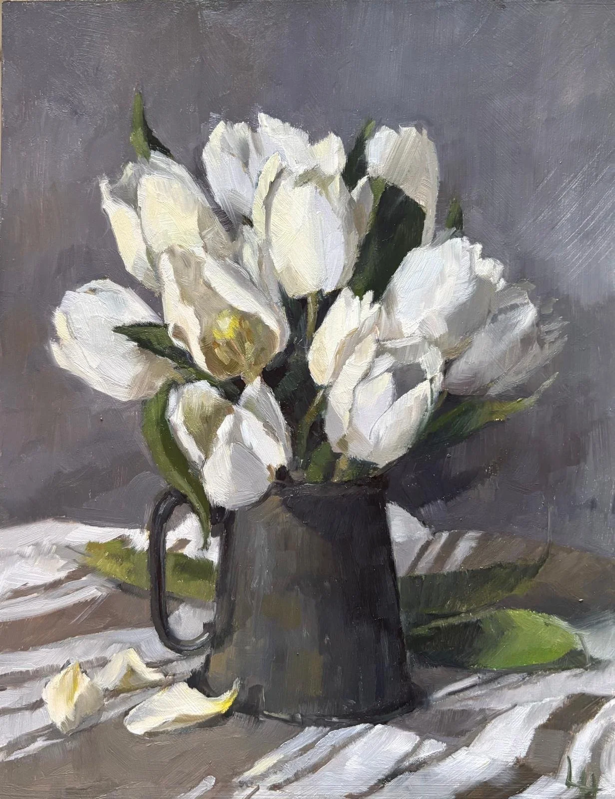 White Tulips and Tankard, 10x7.5"