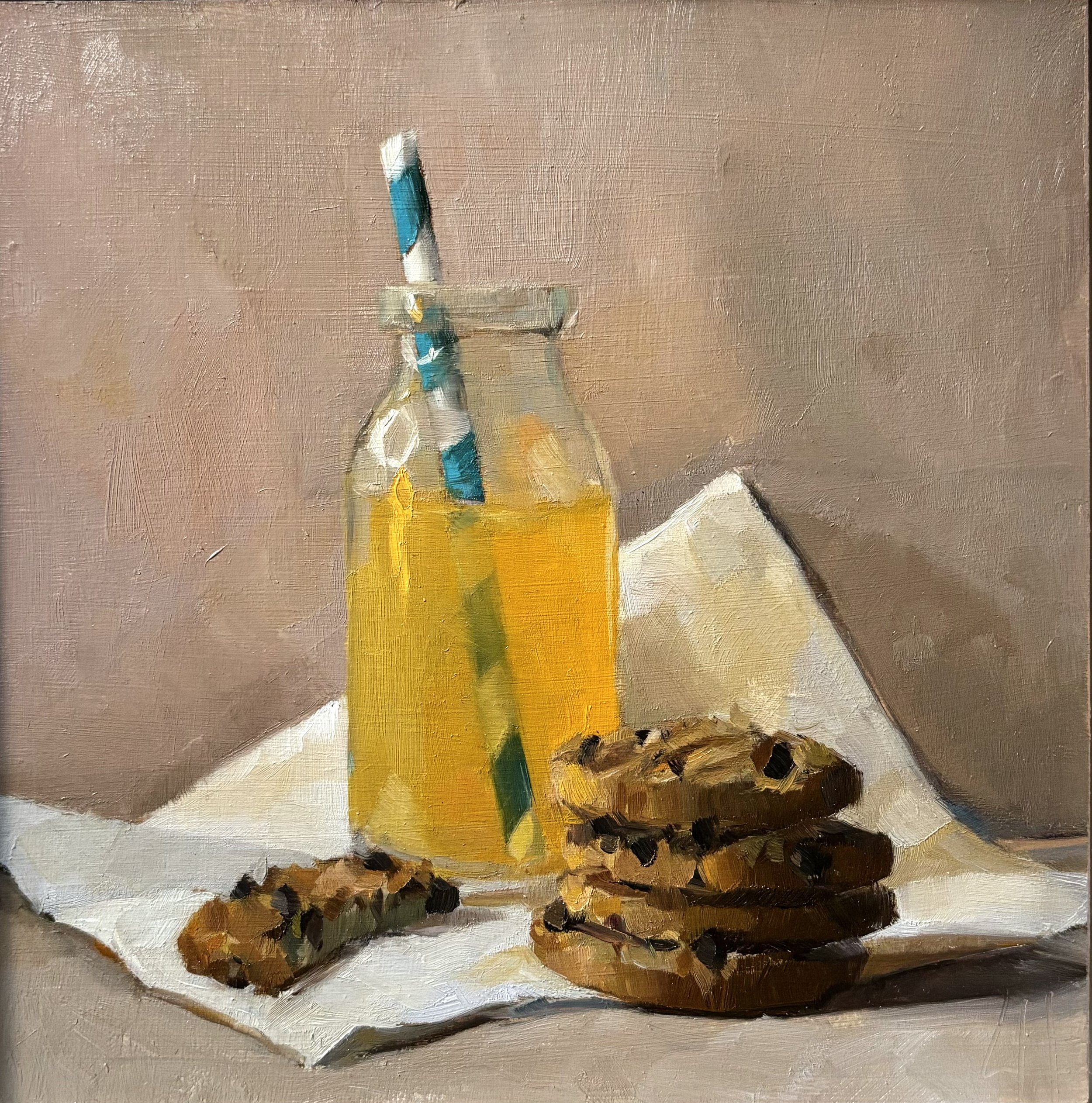 Chocolate chip and Orange juice