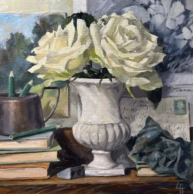 Studio Roses, 10x10", Oil on board