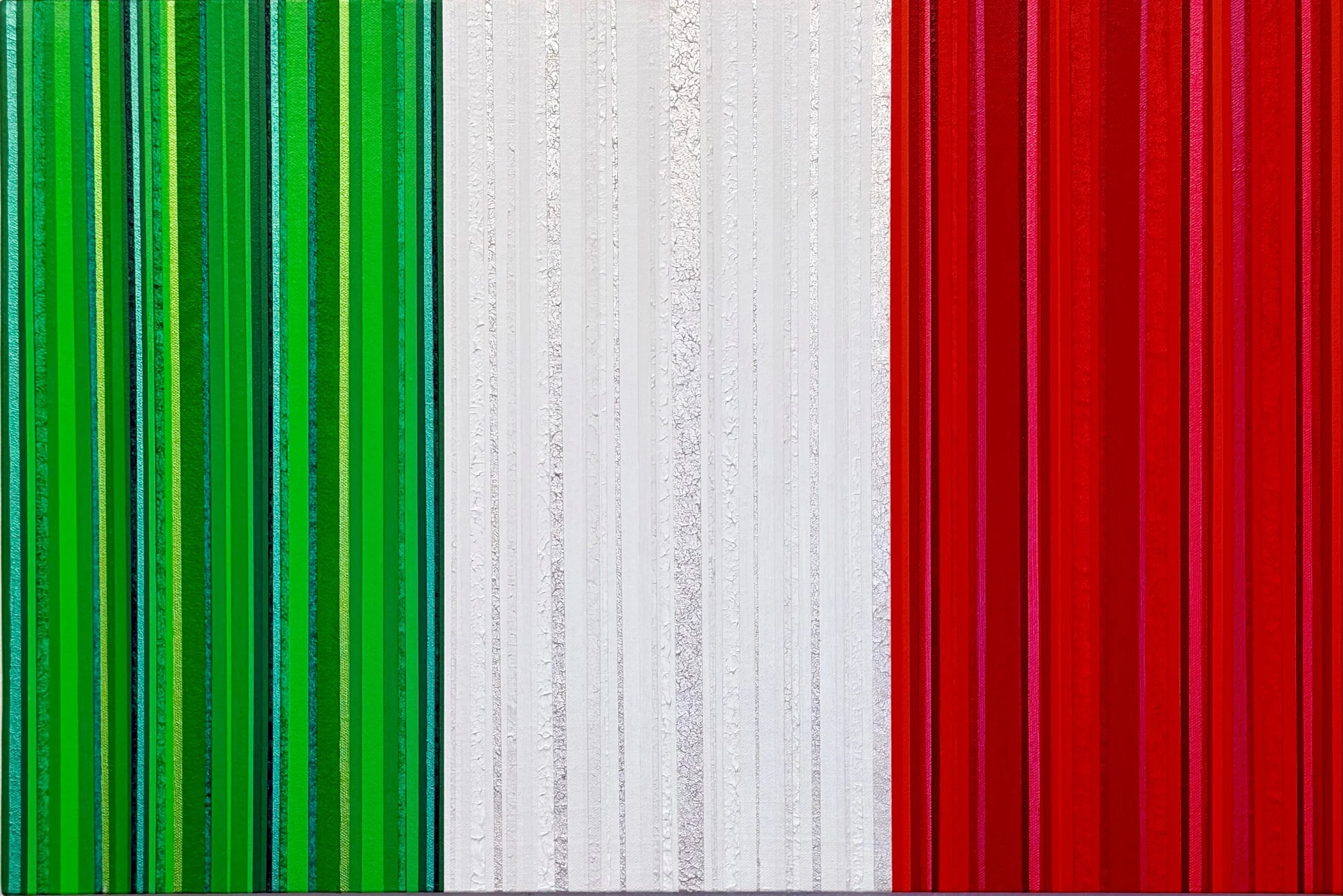 "Tricolore in Stripes", 16 in x 24 in, 6/2026