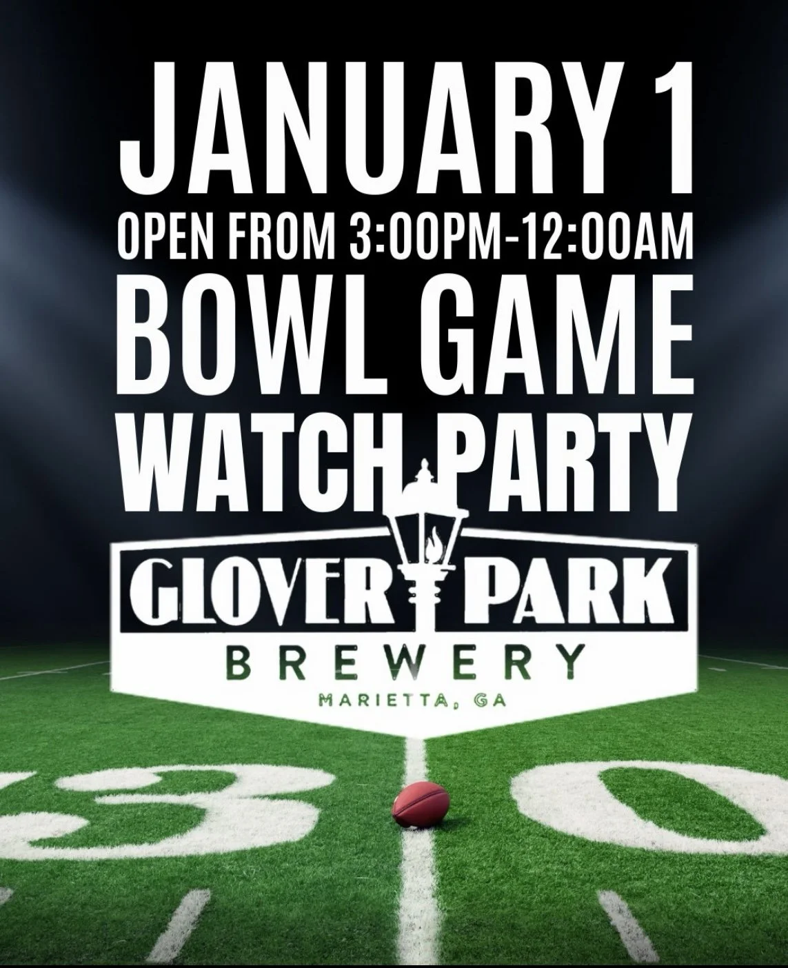 HAPPY NEW YEAR! WE ARE OPEN! Join us for College Bowl Game Mania and Pizza by Fusco’s Food Truck!