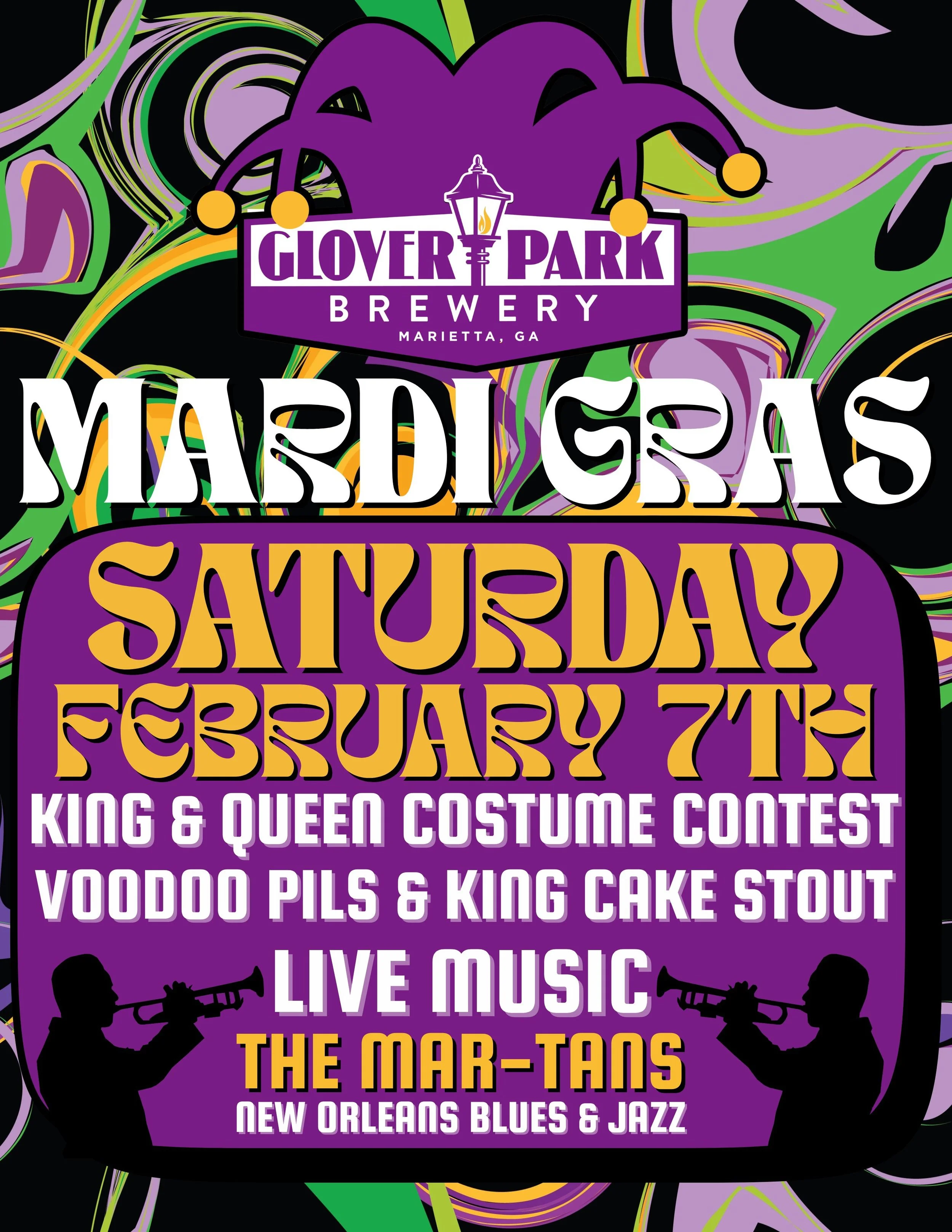 Join us for MARDI GRAS!! New Beer Releases, Costume Contest, New Orleans Blues and Jazz Music by The Mar-Tans!!