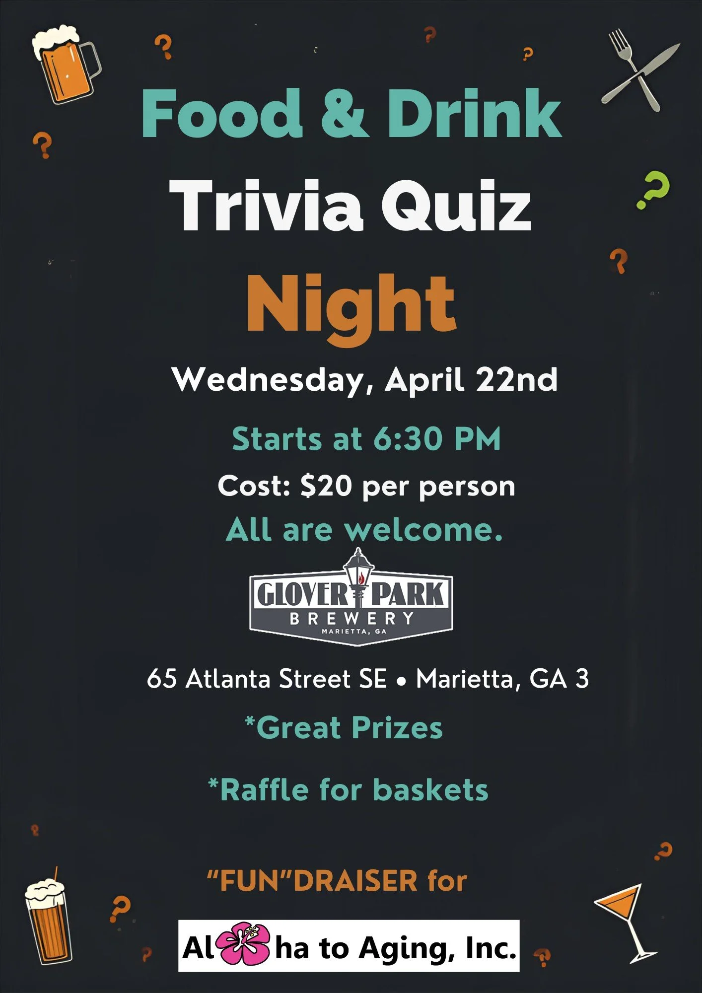 GPB Presents Charity Night with Aloha to Aging, celebrate our Earth, Wine Down Wednesday, and Pizza by Fusco's Food Truck!