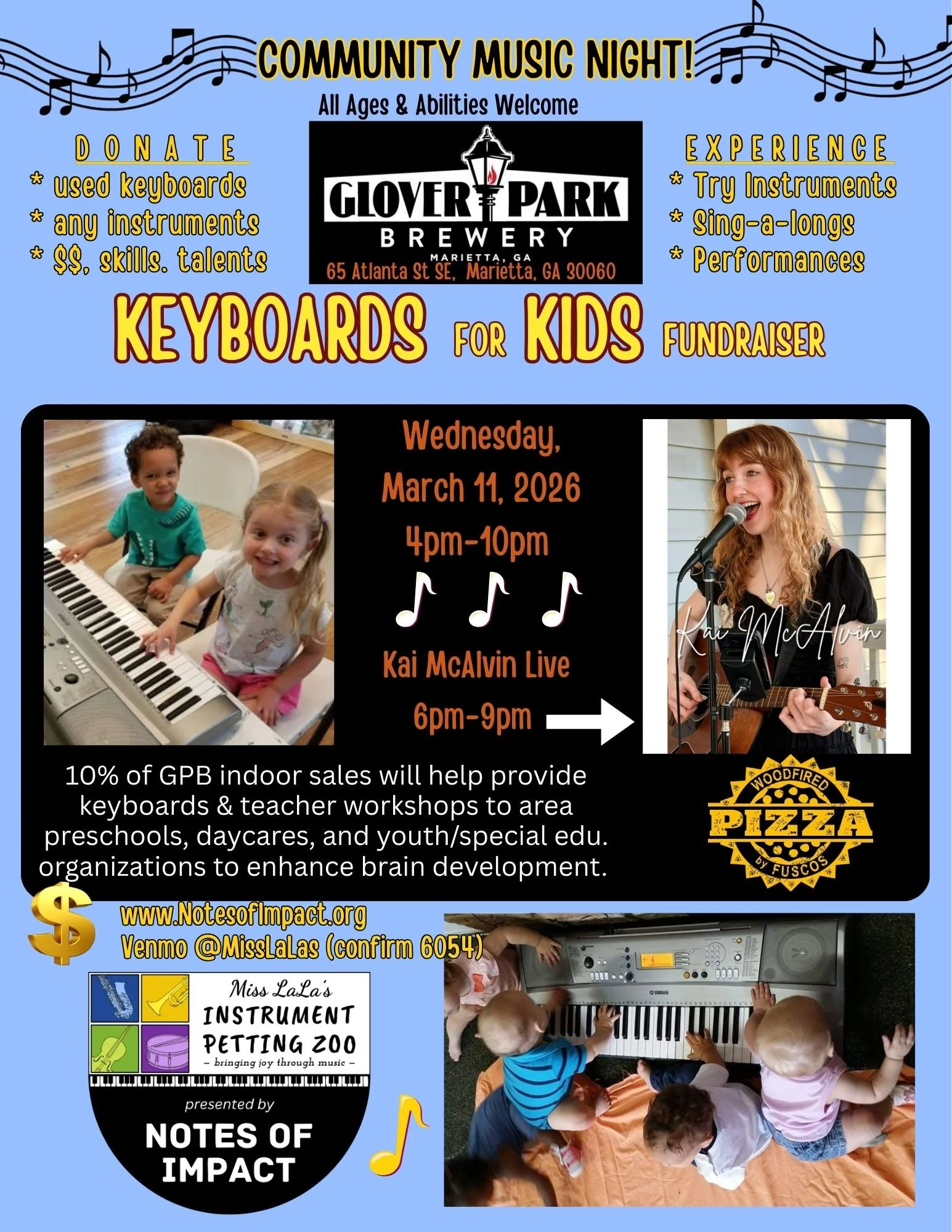 GPB Presents Give Back Night with Notes of Impact, Wine Down Wednesday and Pizza by Fusco’s Food Truck!