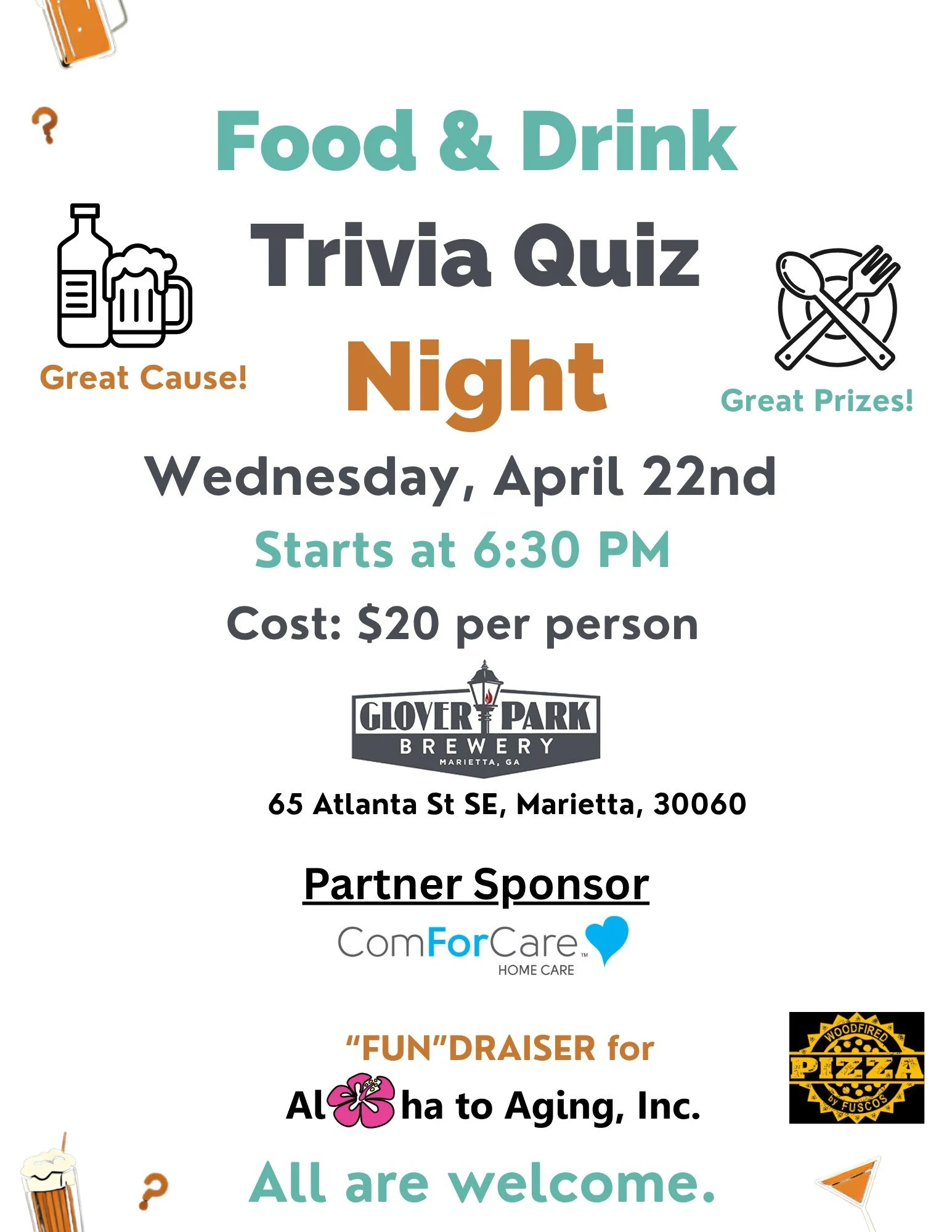 GPB Presents Charity Night with Aloha to Aging, celebrate our Earth, Wine Down Wednesday, and Pizza by Fusco's Food Truck!