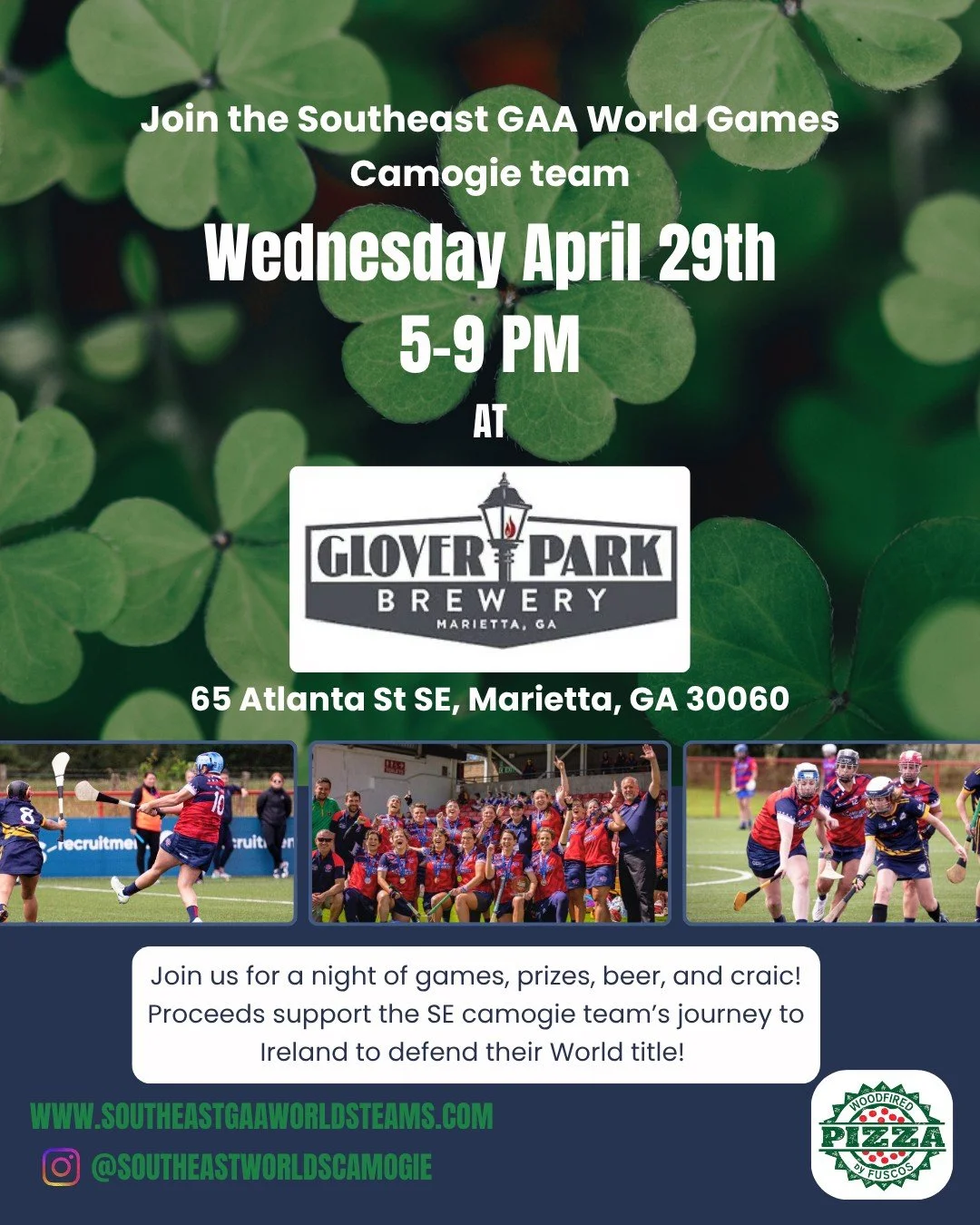 GPB Presents Give Back Night with Southeast World Games Camogie Team, Wine Down Wednesday, and Pizza by Fusco's Food Truck!