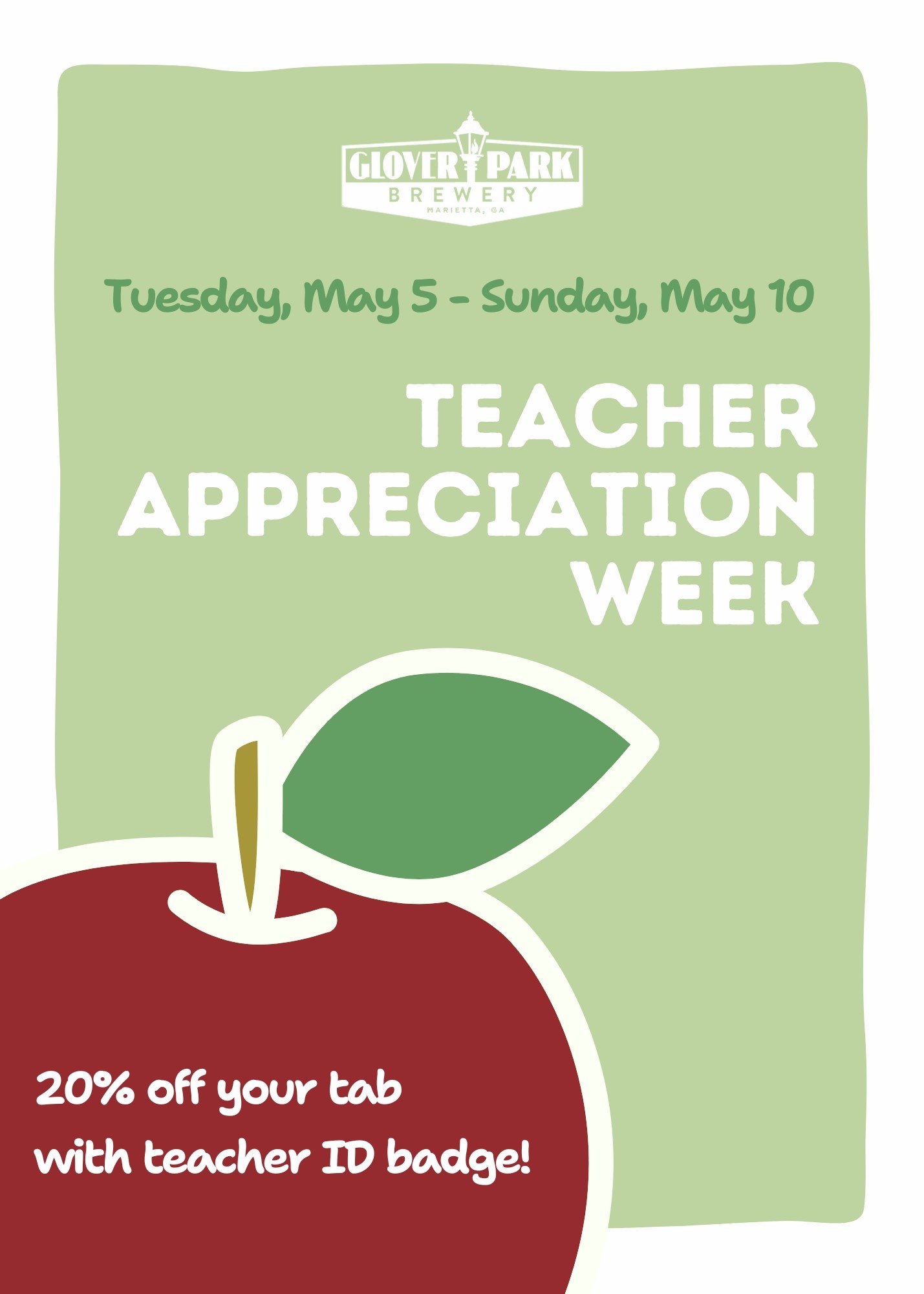 Join us for Teacher Appreciation Week!  Trivia Thursday’s and Pizza by Fusco’s Food Truck!
