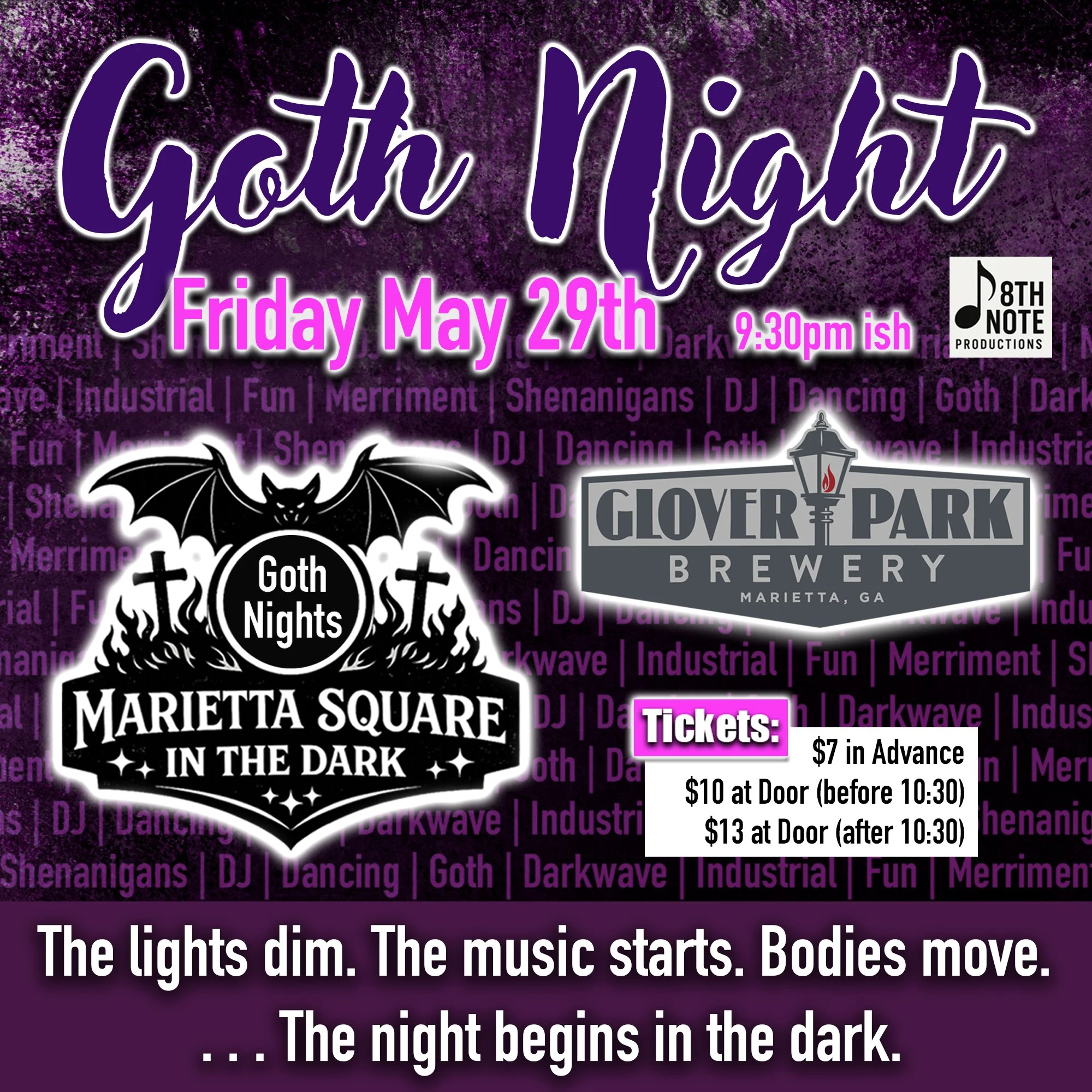 Join us for "Goth Night" and Pizza by Fusco’s Food Truck!