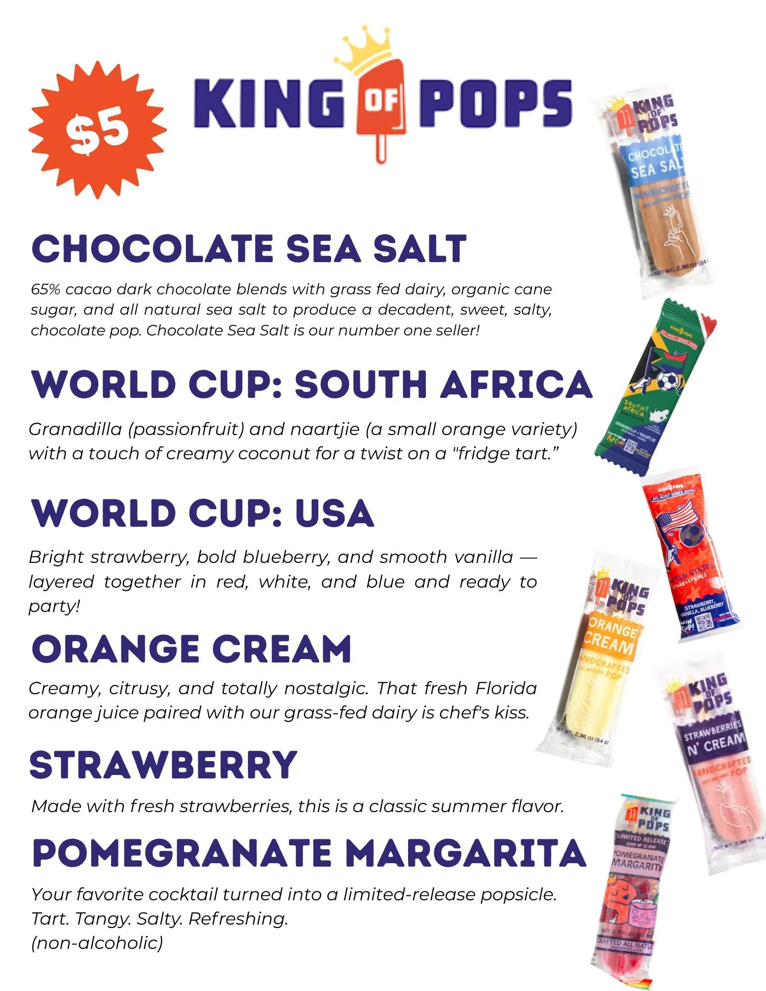 Now available at GPB-King of Pops and ,Pizza by Fuscos Food Truck!