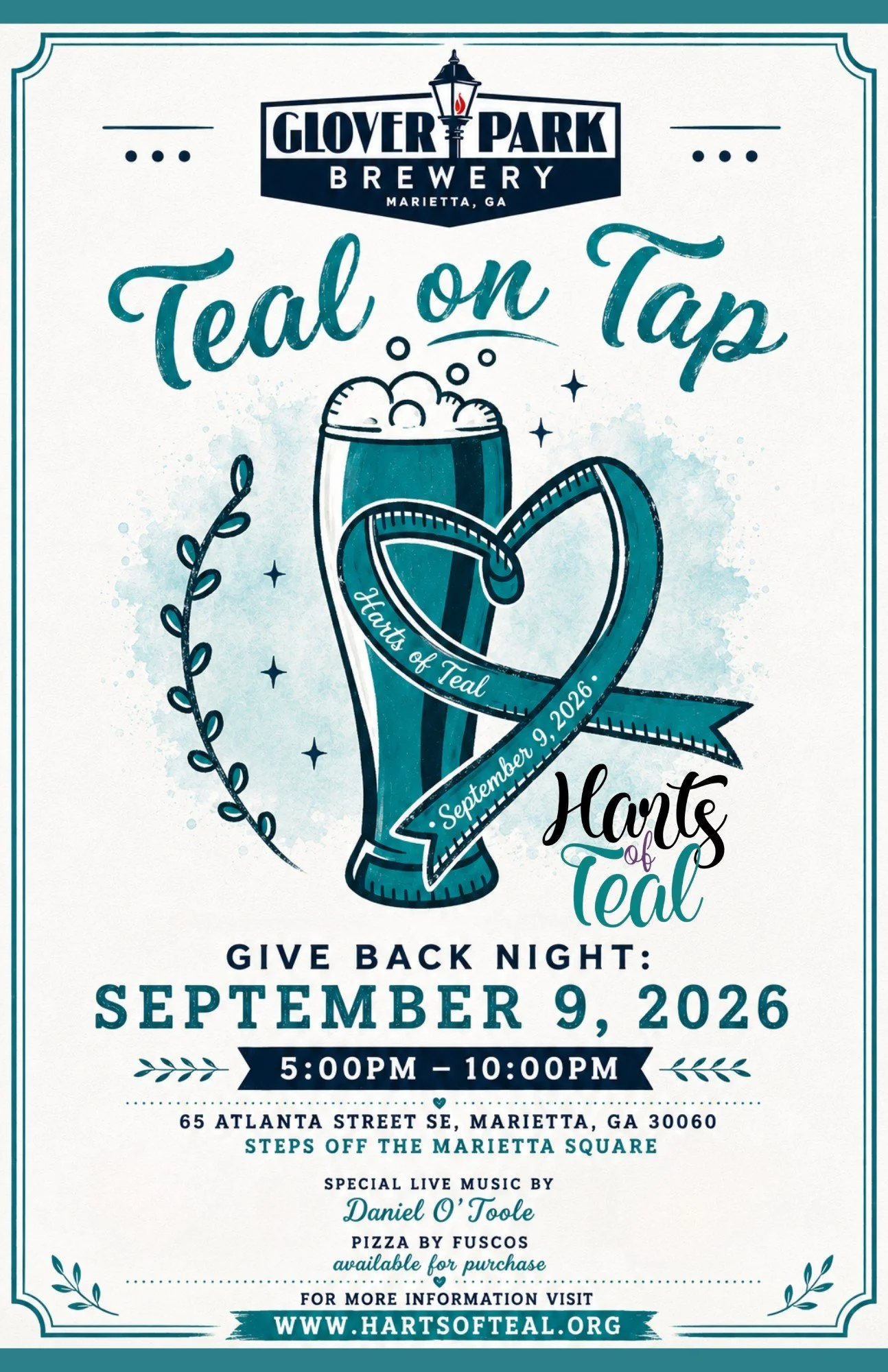 GPB Presents Charity Night with Harts of Teal, Wine Down Wednesday and Pizza by Fusco's Food Truck!
