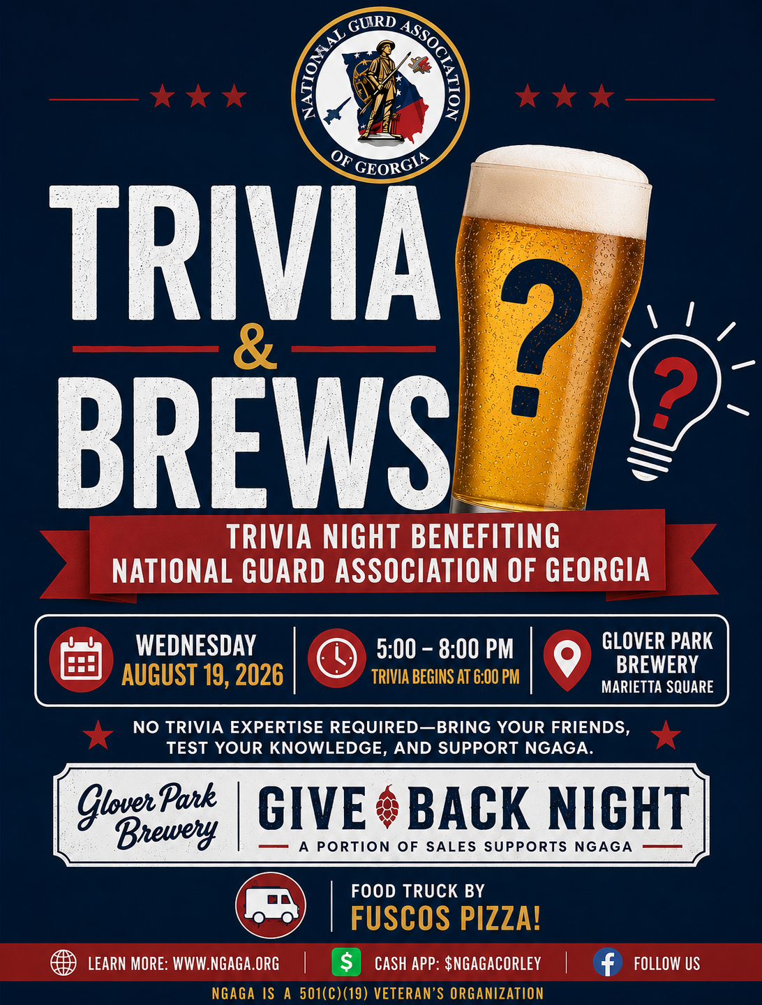 GPB Presents Charity Night with Georgia National Guard, Wine Down Wednesday, and Pizza by Fusco's Food Truck!