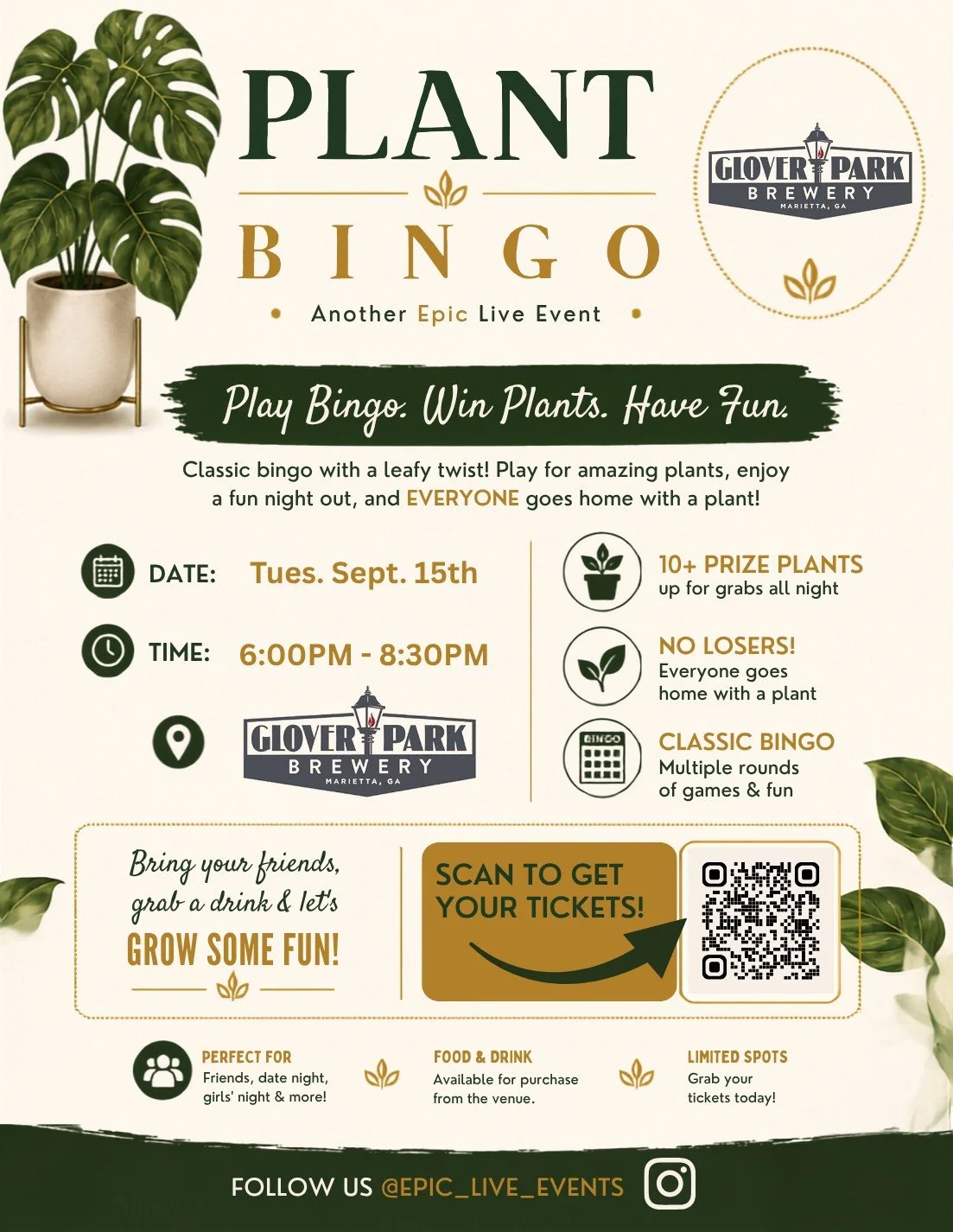 Join us for PLANT BINGO in the taproom, GPB Run Club, and Pizza by Fusco's Food Truck!