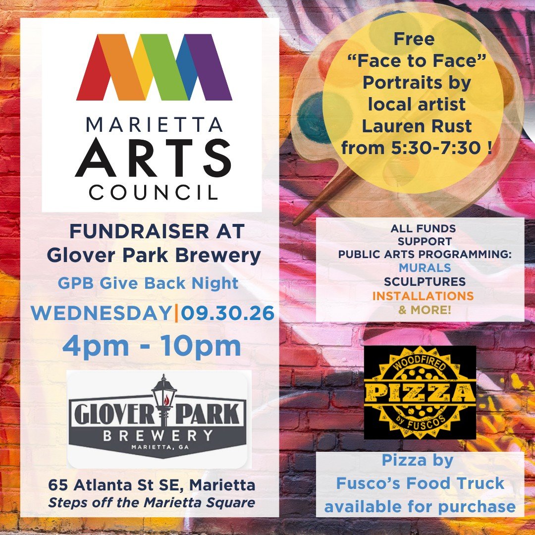 GPB Presents Charity Night with Marietta Arts Council, Wine Down Wednesday, and Pizza by Fusco's Food Truck!