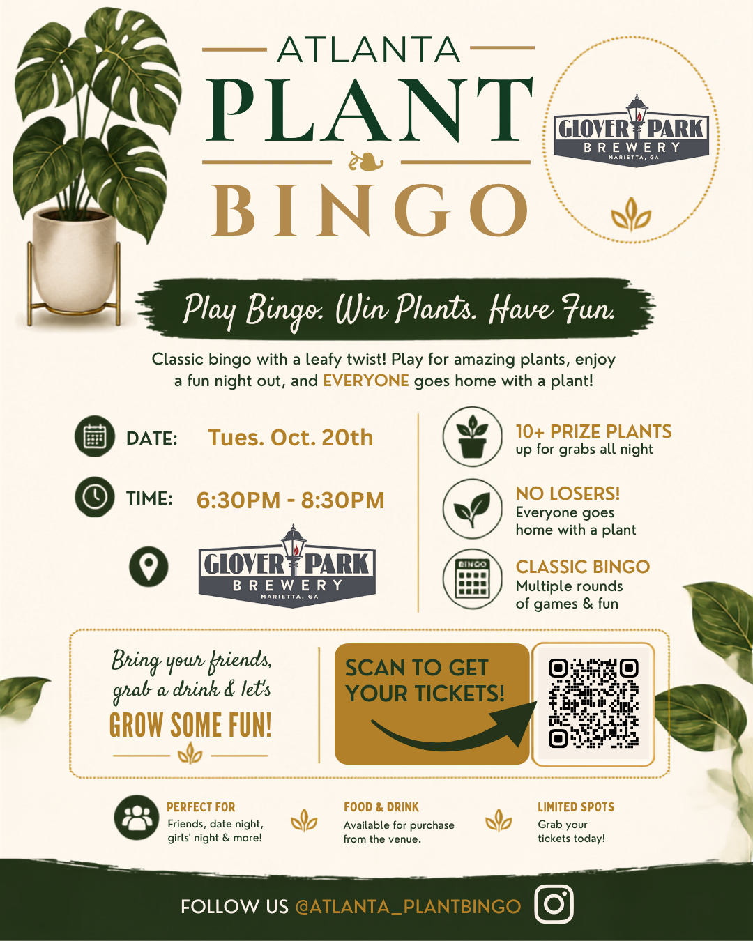 JOIN US FOR PLANT BINGO IN THE TAPROOM, GPB RUN CLUB AND PIZZA BY FUSCO'S FOOD TRUCK!
