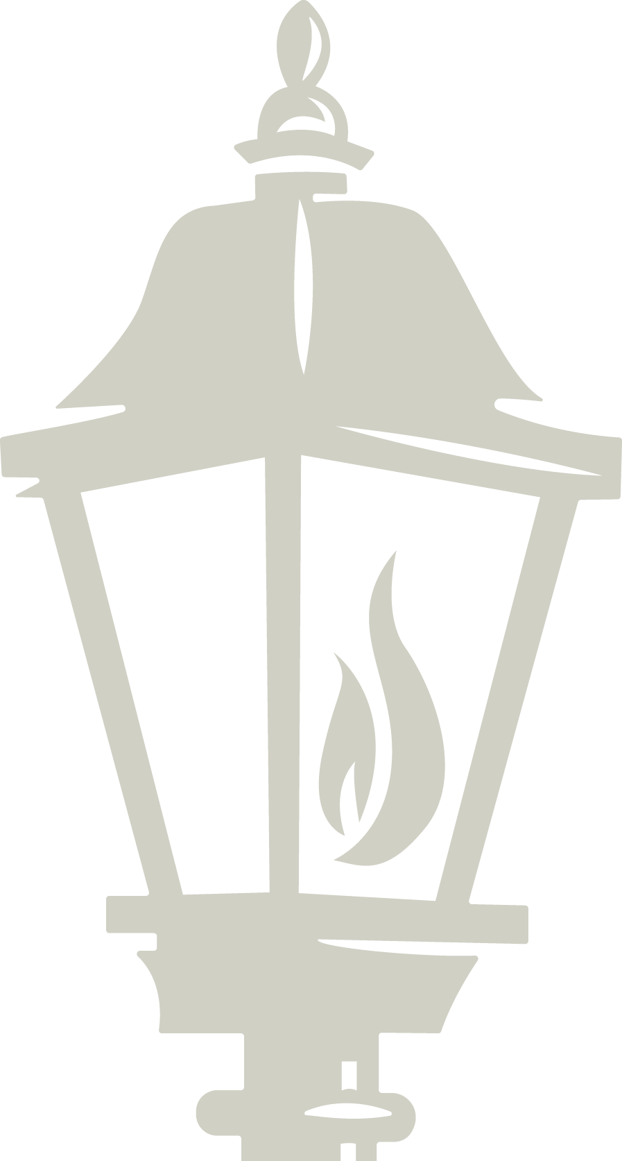 Silhouette of a lantern with a flame inside.