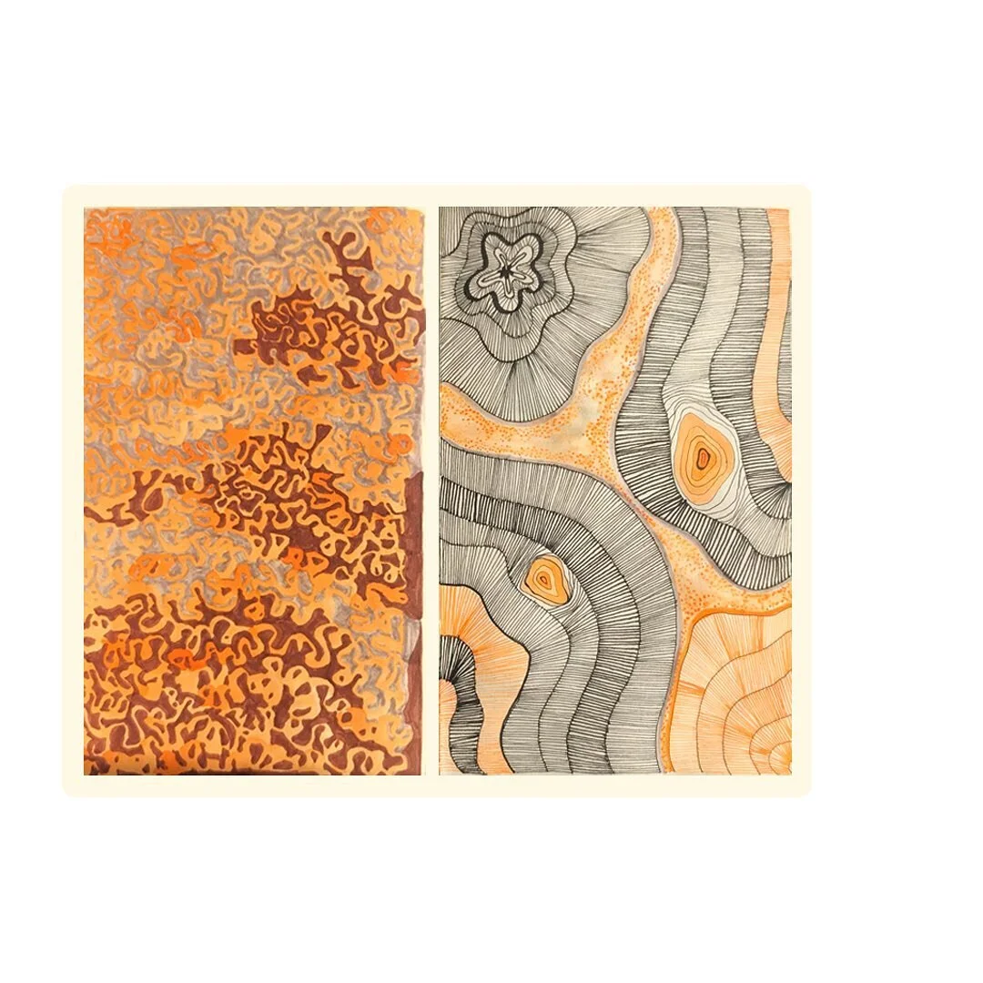 Of caves and patterns. 
.
.
Watercolour and Ink.