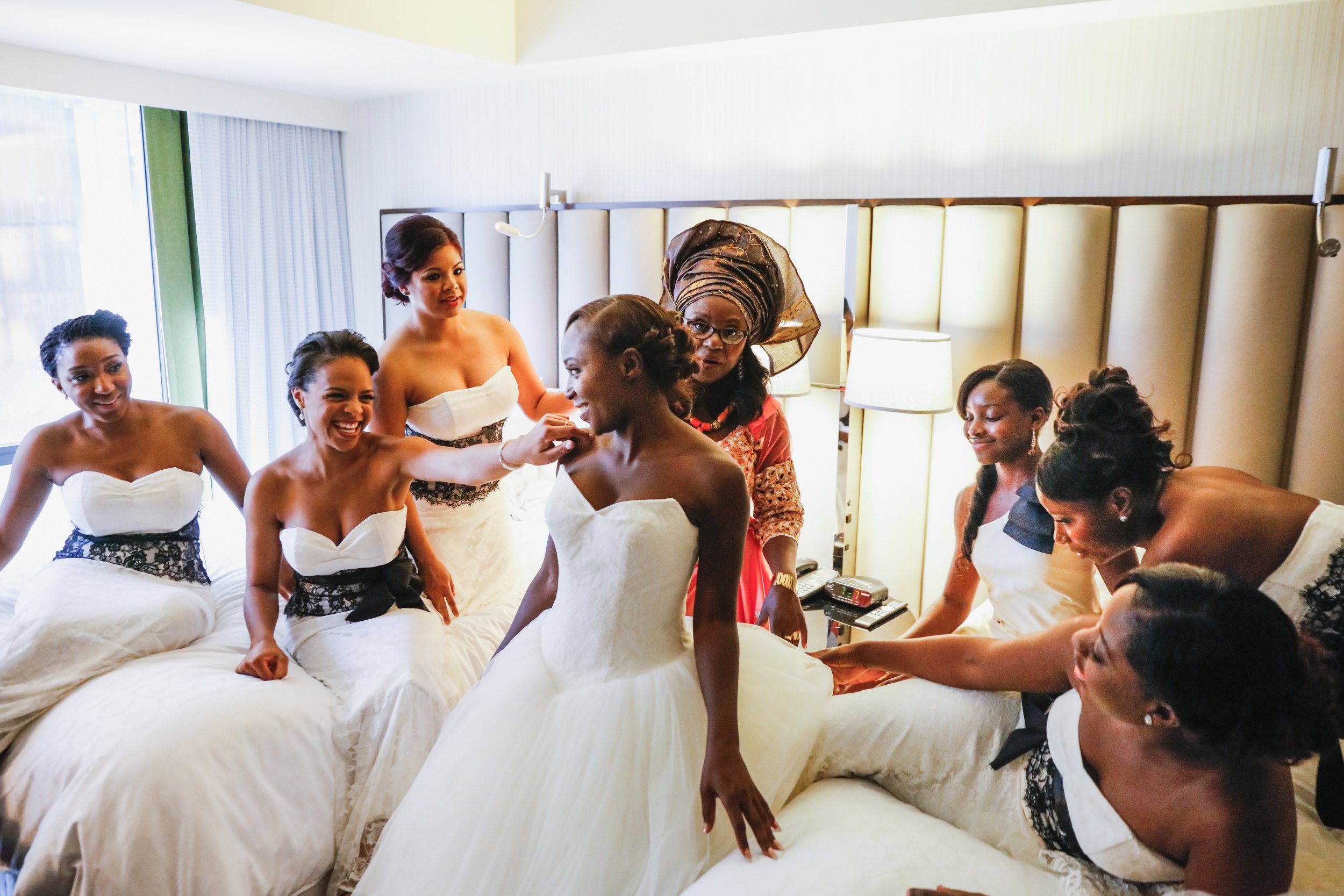 And here she is looking stunning with her amazing bridesmaids in her Western traditional dress