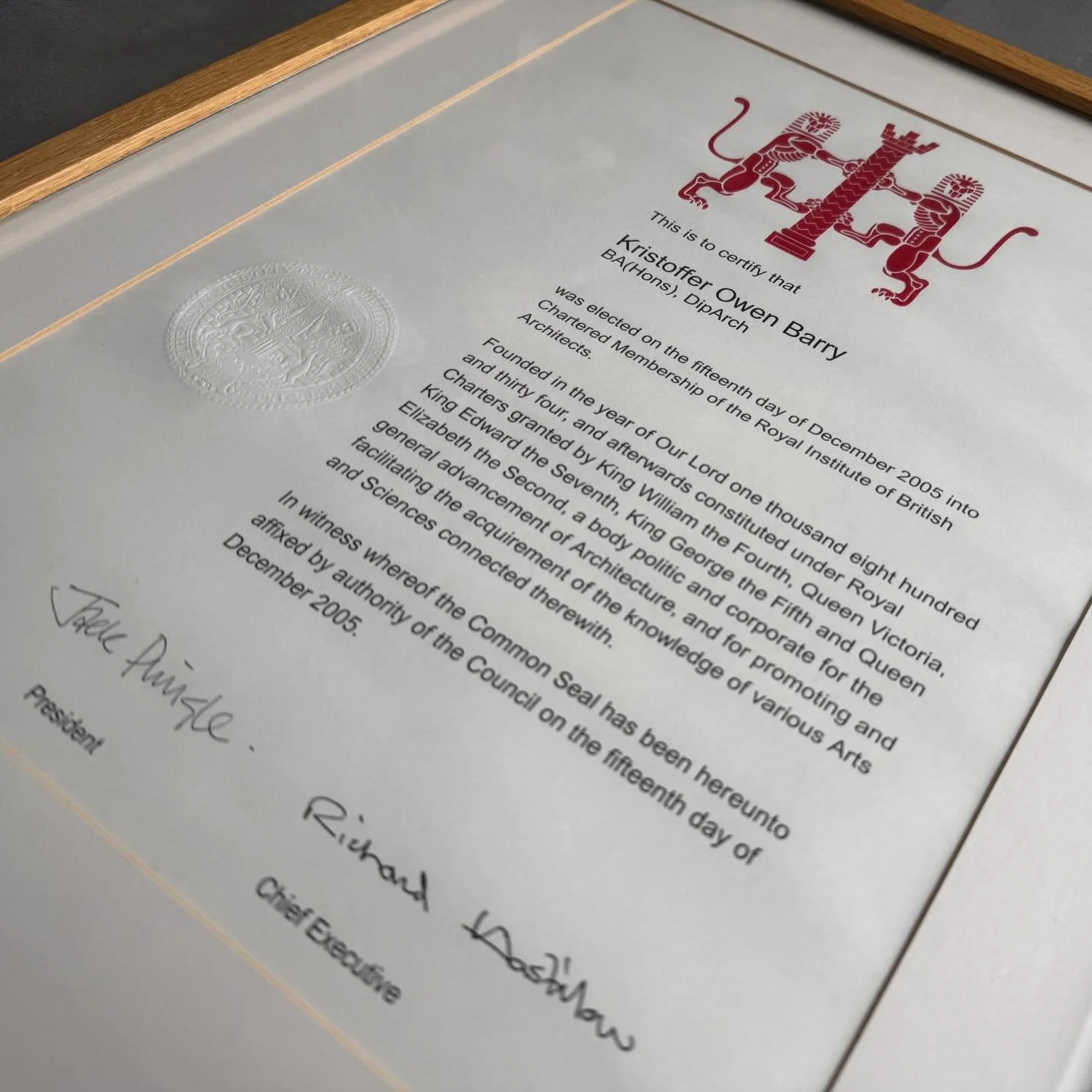 On 15th December 2005, I was elected as a Chartered Member of the Royal Institute of British Architects. Today, I&rsquo;ve been a Chartered Architect for twenty years.

I felt for a long time after I qualified that this had been awarded to me through
