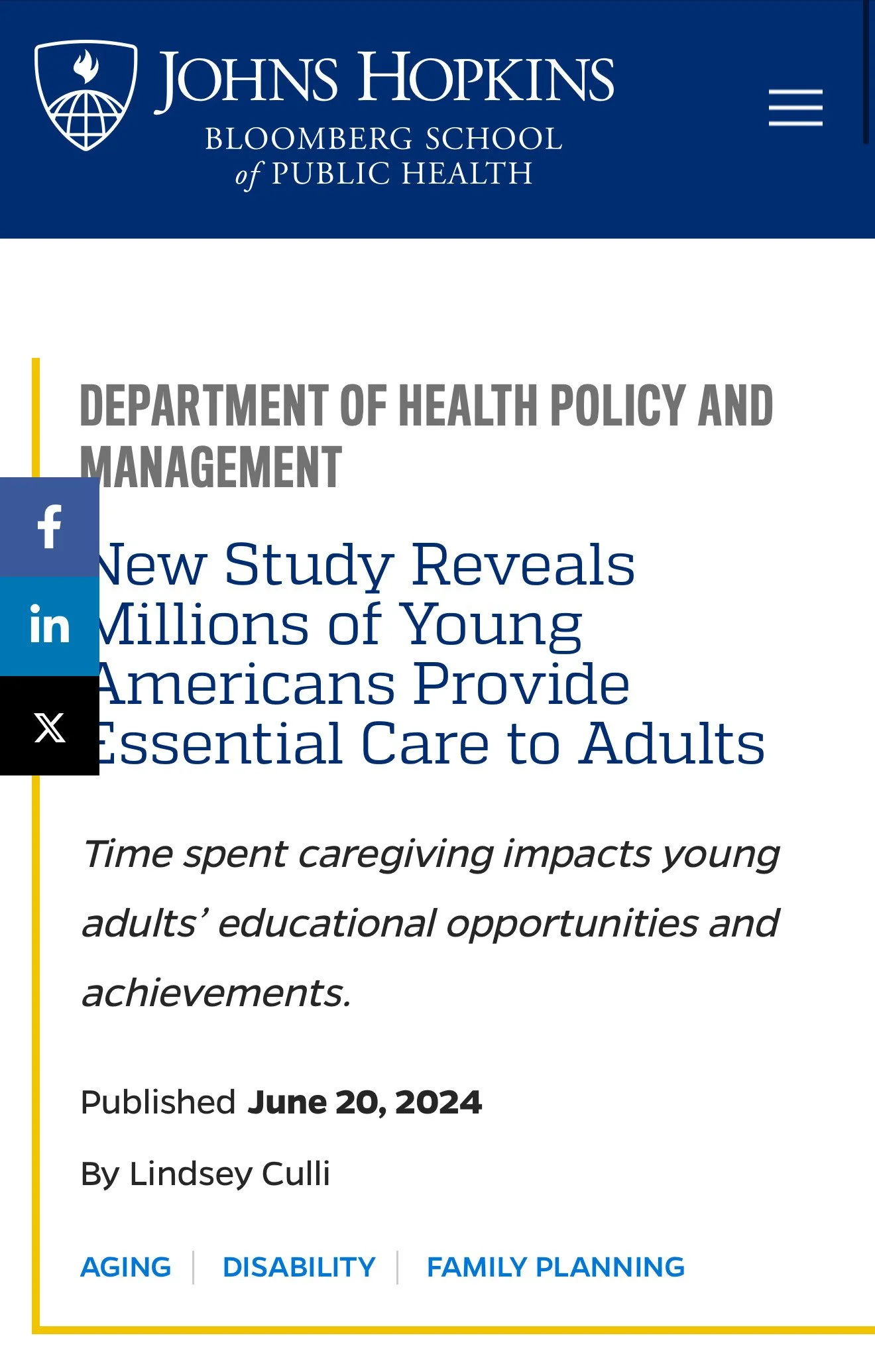 New Study Reveals Millions of Young Americans Provide Essential Care to Adults