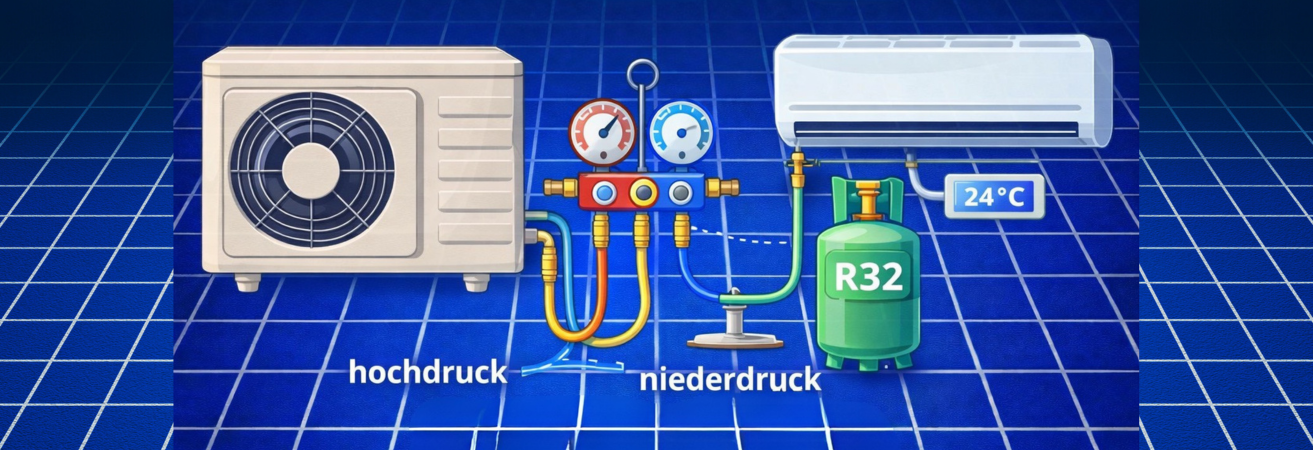 🚀Kältemittel füllen bei einer Split-Klimaanlage – Grundlagen
