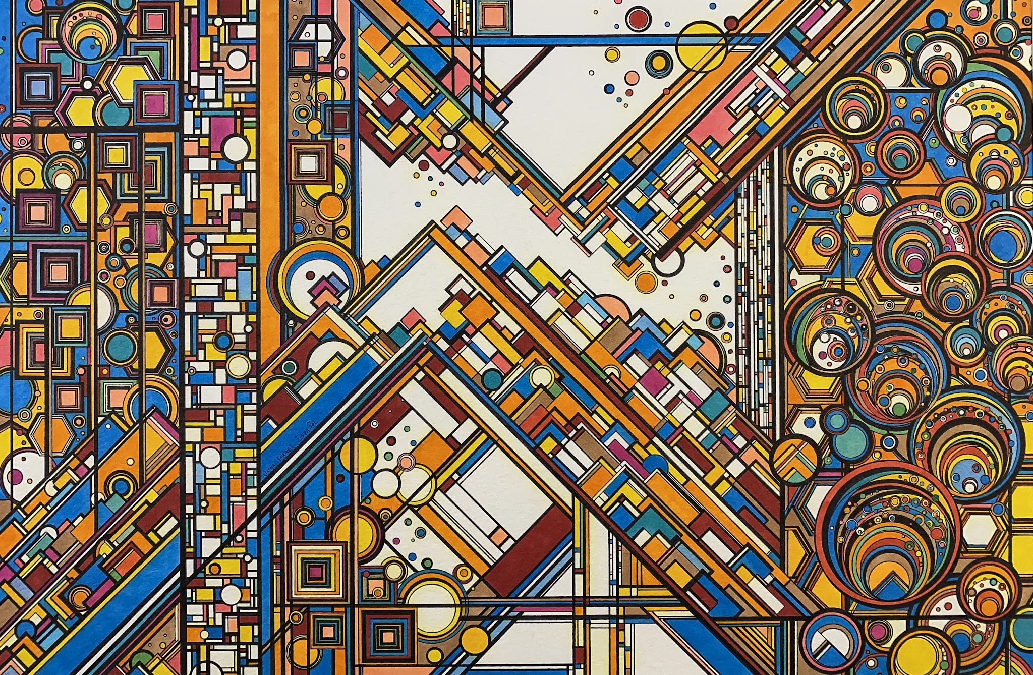 Line Composition # 13. Ink on Bristol. 12" x 18"