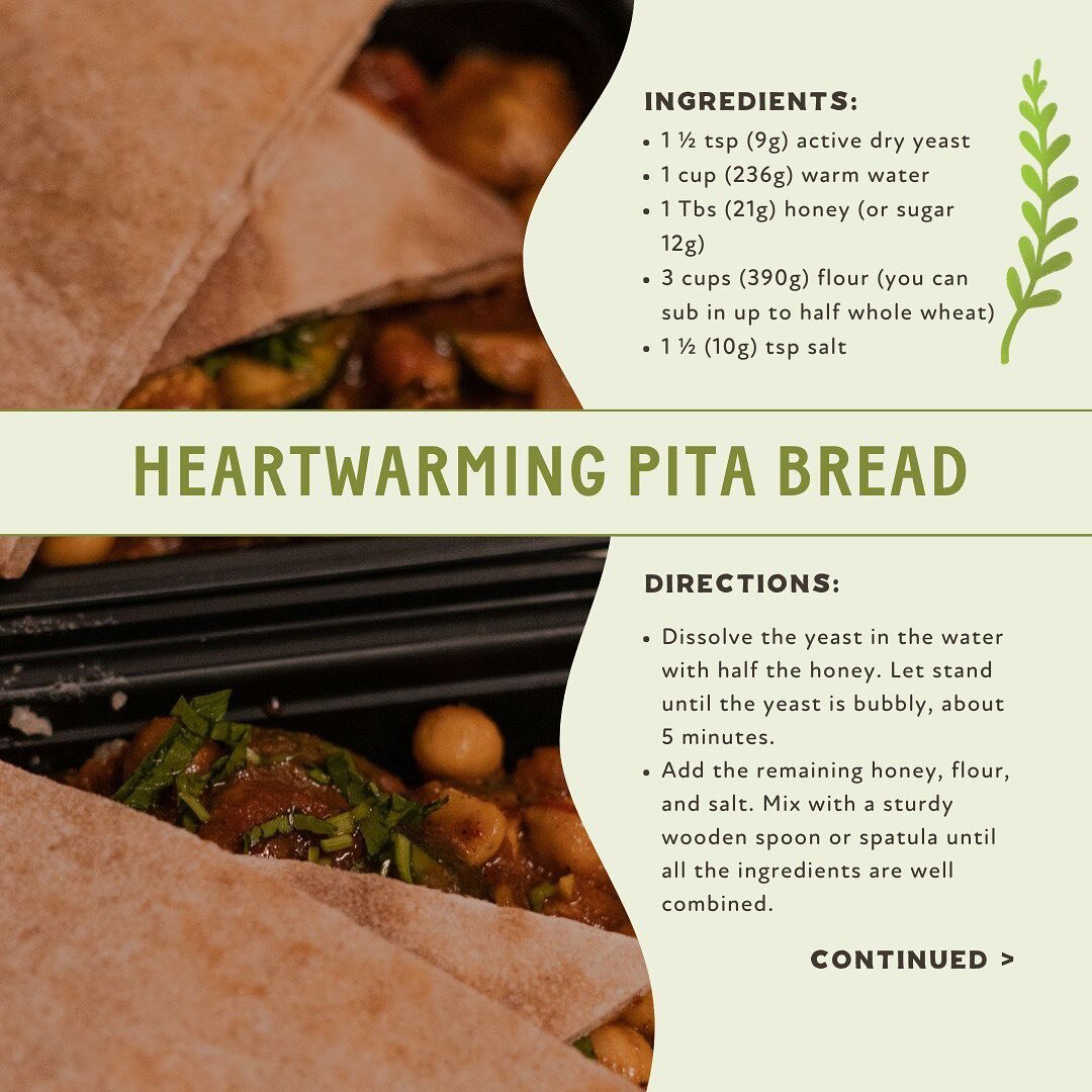HEARTWARMING PITA RECIPE

A recipe from @carnecs for a big Chana masala dish we made a while back.  Great for dipping, snacking or eating by themselves!  Let us know if you try this or what recipes you&rsquo;d like!

Serving size: 6 large pitas 

Ing