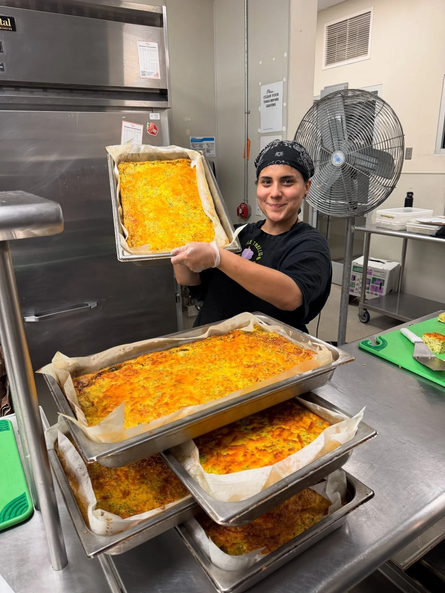2,244 FREE DIGNIFIED MEALS! 

Chef Dani showing off *some* of all the frittatas we make with @carversvillefarmfoundation fresh eggs.  This one was filled with broccoli, onions and a ton of cheddar cheese! 

Meals:
8/6 - 5 spice chicken with sesame-so