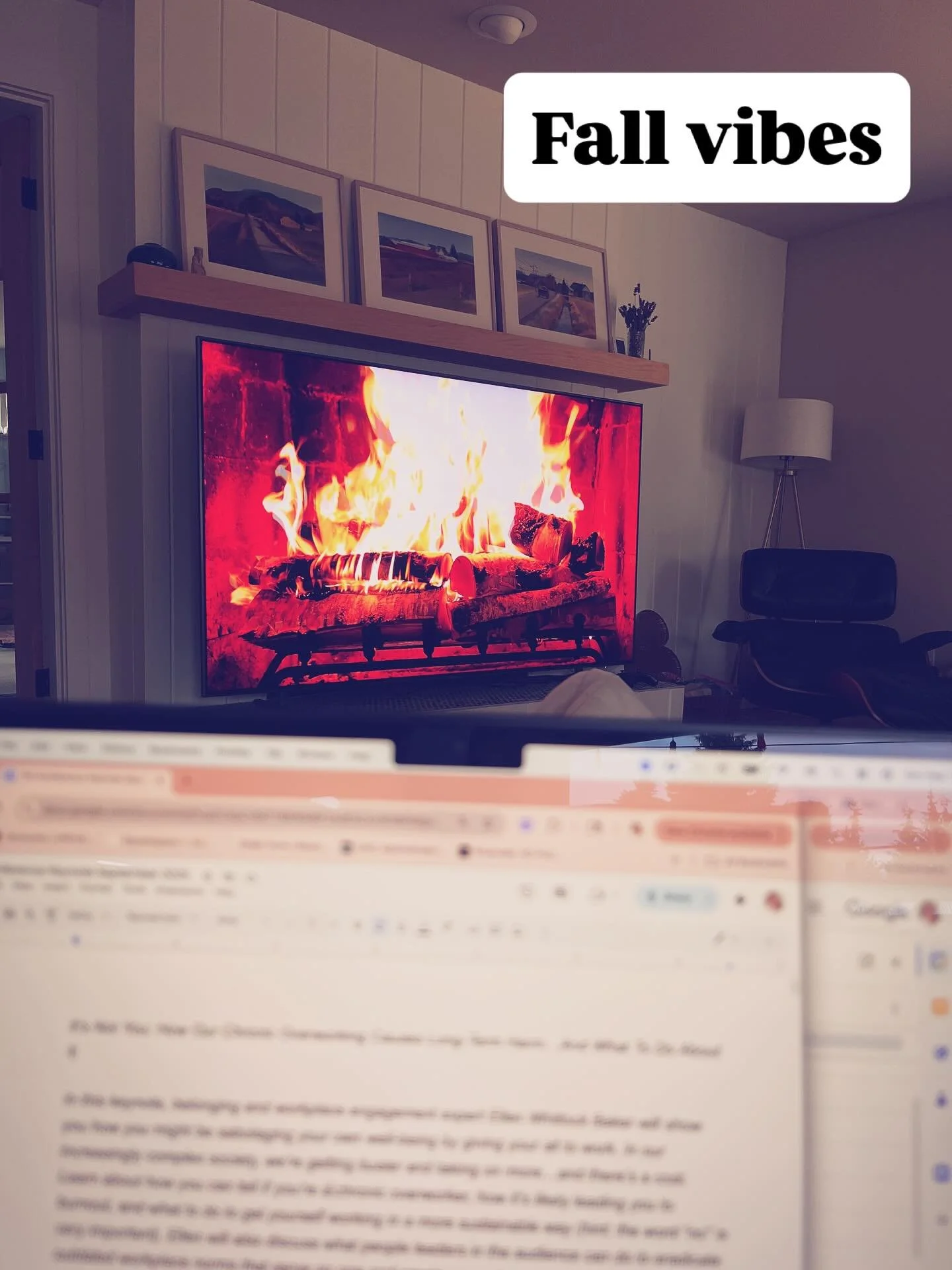 You can almost pretend it&rsquo;s real. 🔥

It&rsquo;s a rainy morning. Working on a keynote hits better when you&rsquo;ve got a roaring (fake) fire.