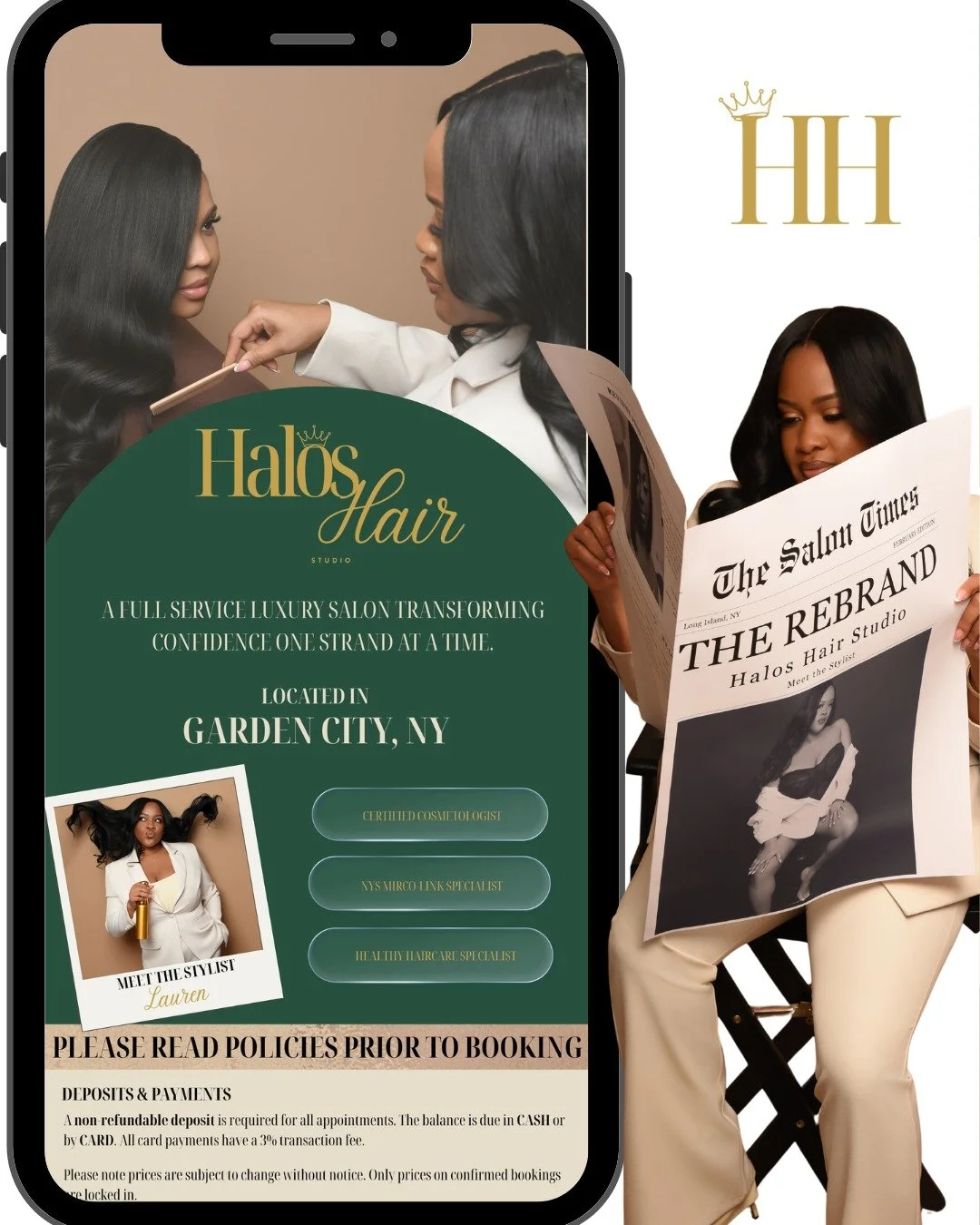 I know I've been quiet but I&rsquo;ve been building. 

Just finished a full rebrand for a luxury hair studio, @haloshairstudio_ where every detail was designed to reflect the level of service, care and experience she provides.

From visuals to voice,