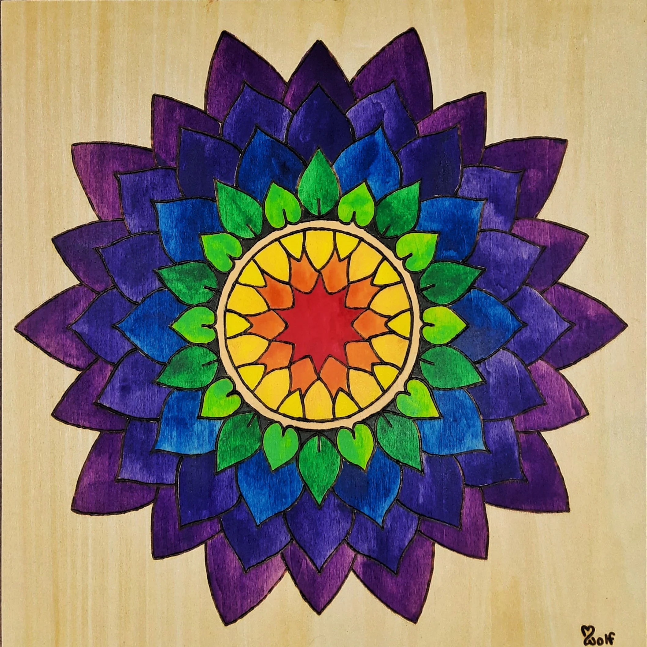 Rainbow Bloom 12"x12" $220