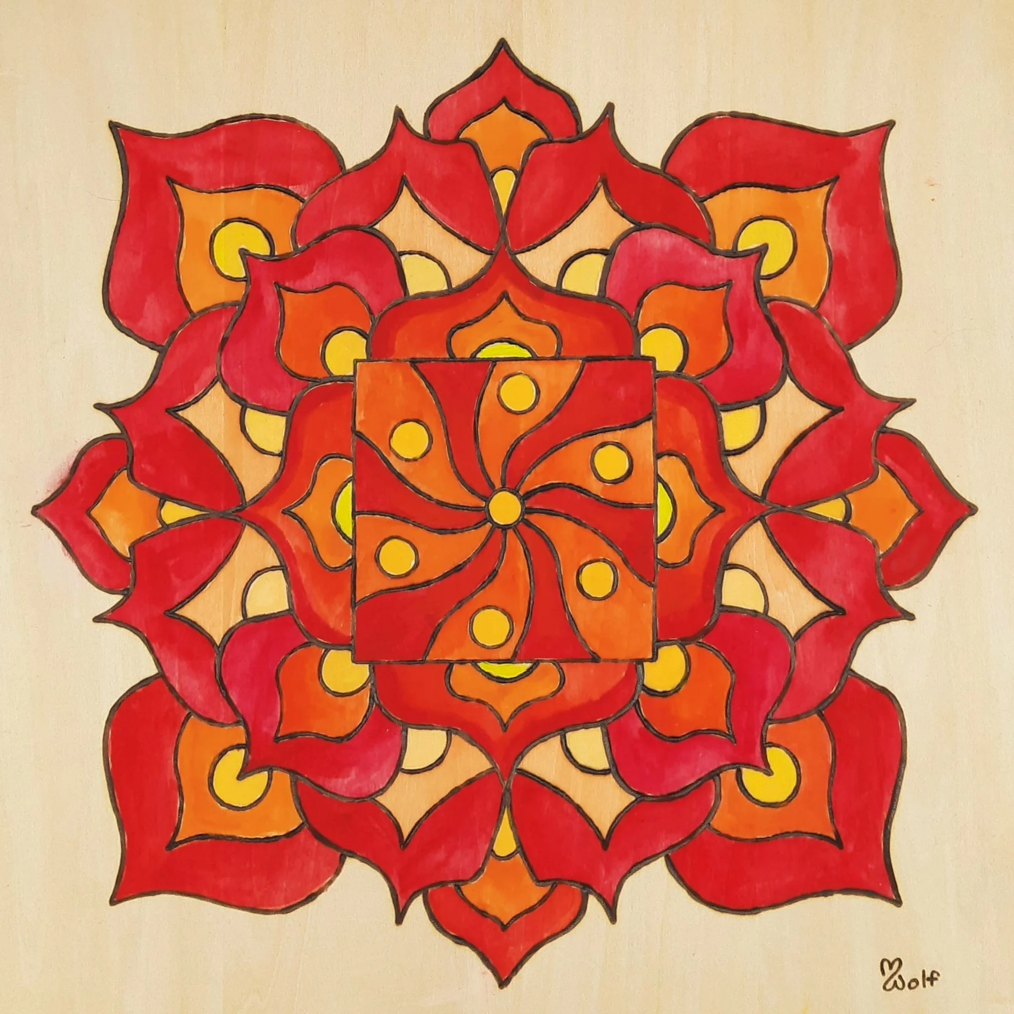 Red Root Spiral 12"x12" $220