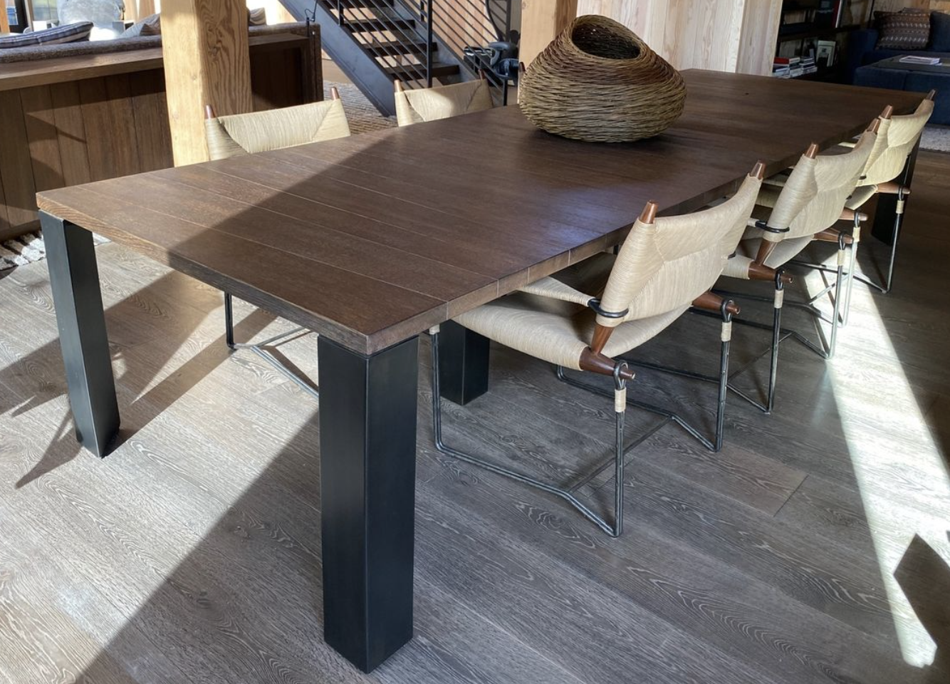 Custom Blackened Steel Table Base