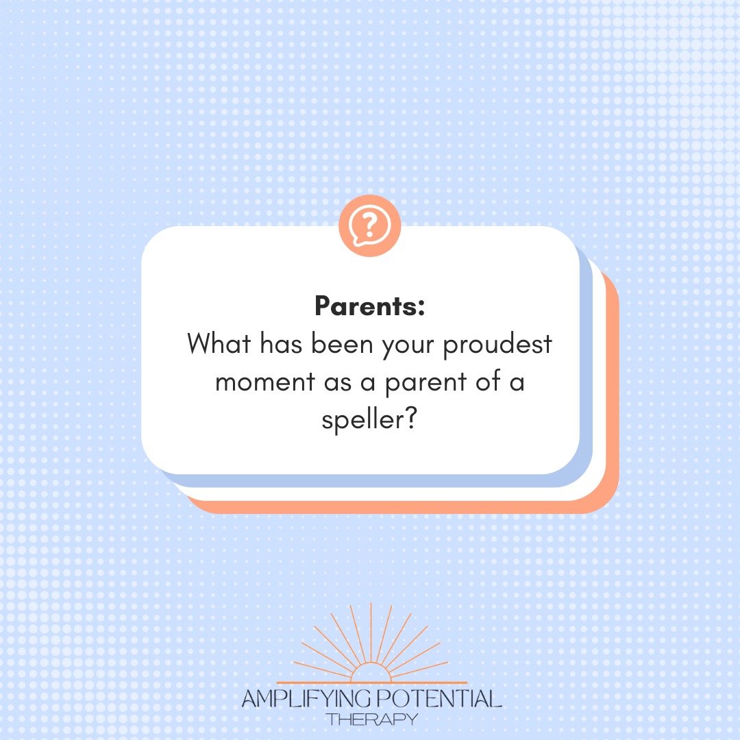Attention Parents! We want to hear from YOU! 📣

What has been your proudest moment as a parent of a speller? ✨ Whether it was their first session, reaching open communication, or a time they showed incredible perseverance, we want to celebrate these