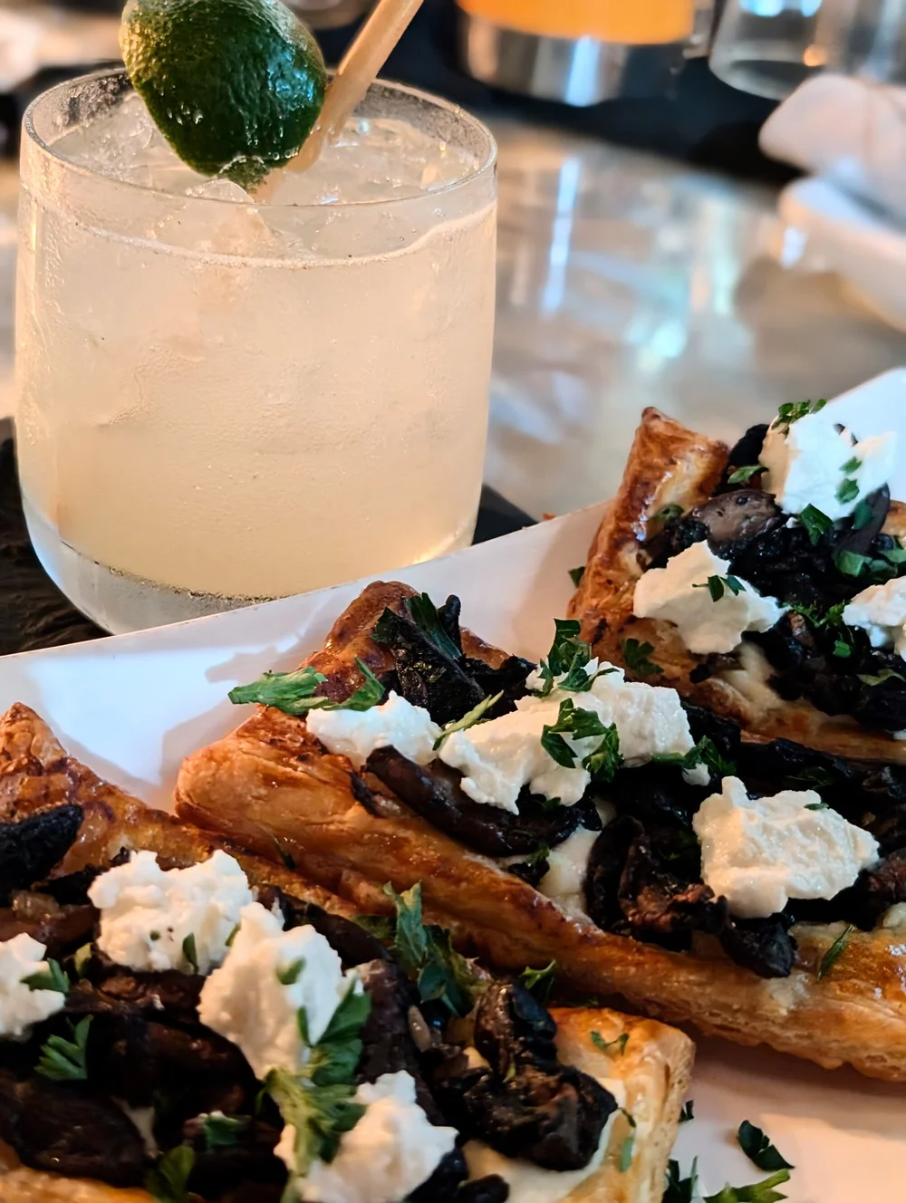 Flatbread and a cocktail at Haven restaurant in Port Chester