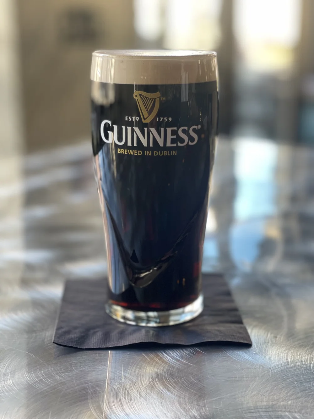 Pint of Guinness on the bar at Haven Port Chester