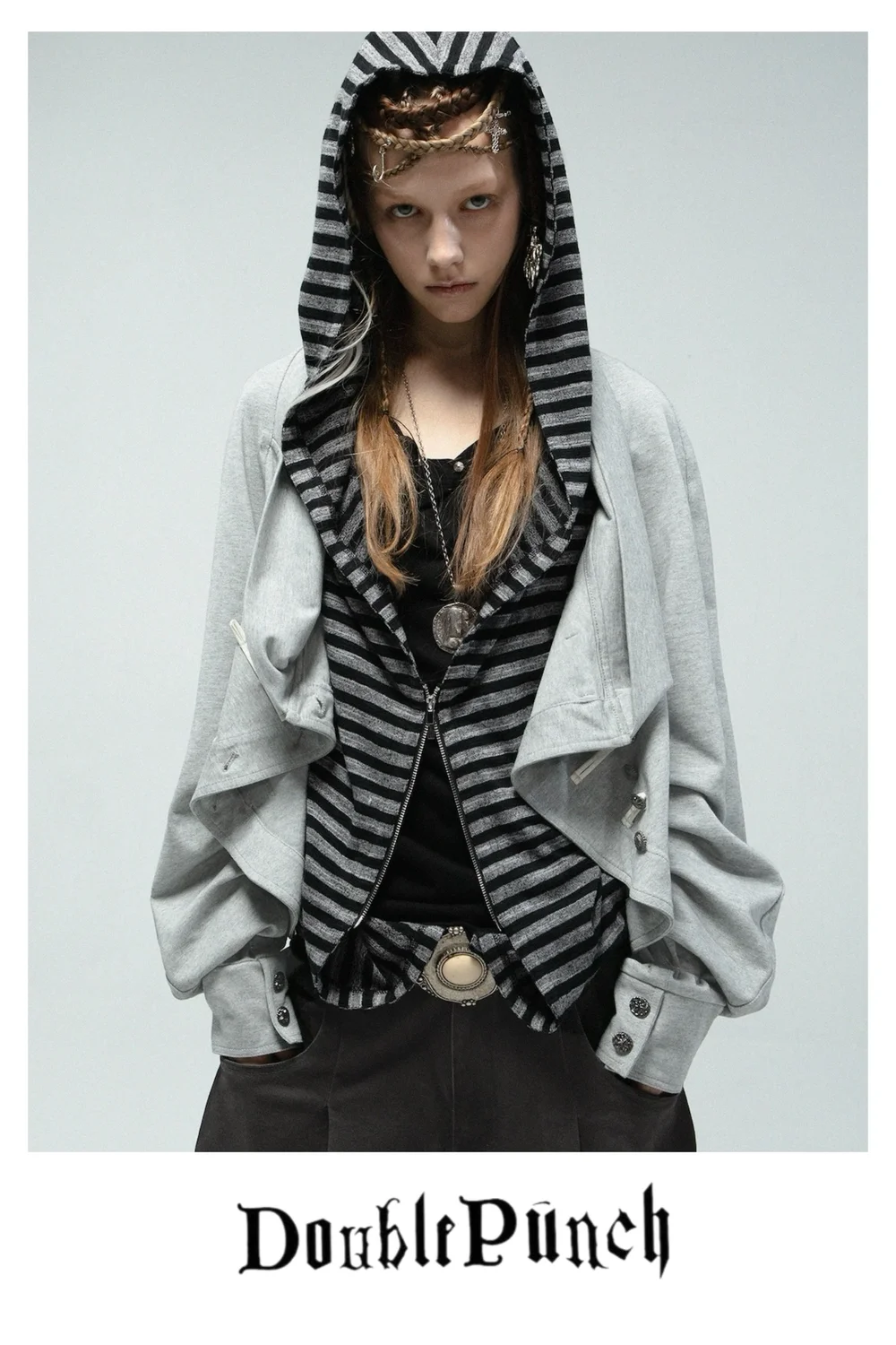 DOUBLE PUNCH Napoleon Jacket - Grey / Black — Splash Splash