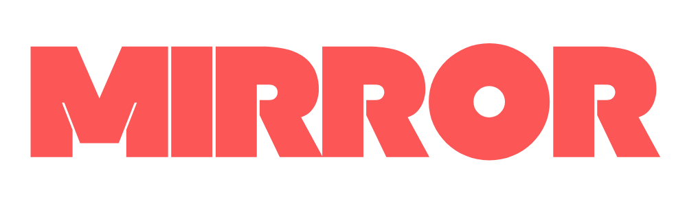 The word 'MIRROR' in bold, pink, stylized font with an image of a mirror embedded in the letter 'M'.