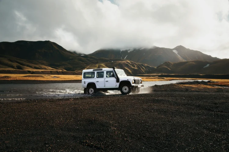 4WD driving through Iceland landscape