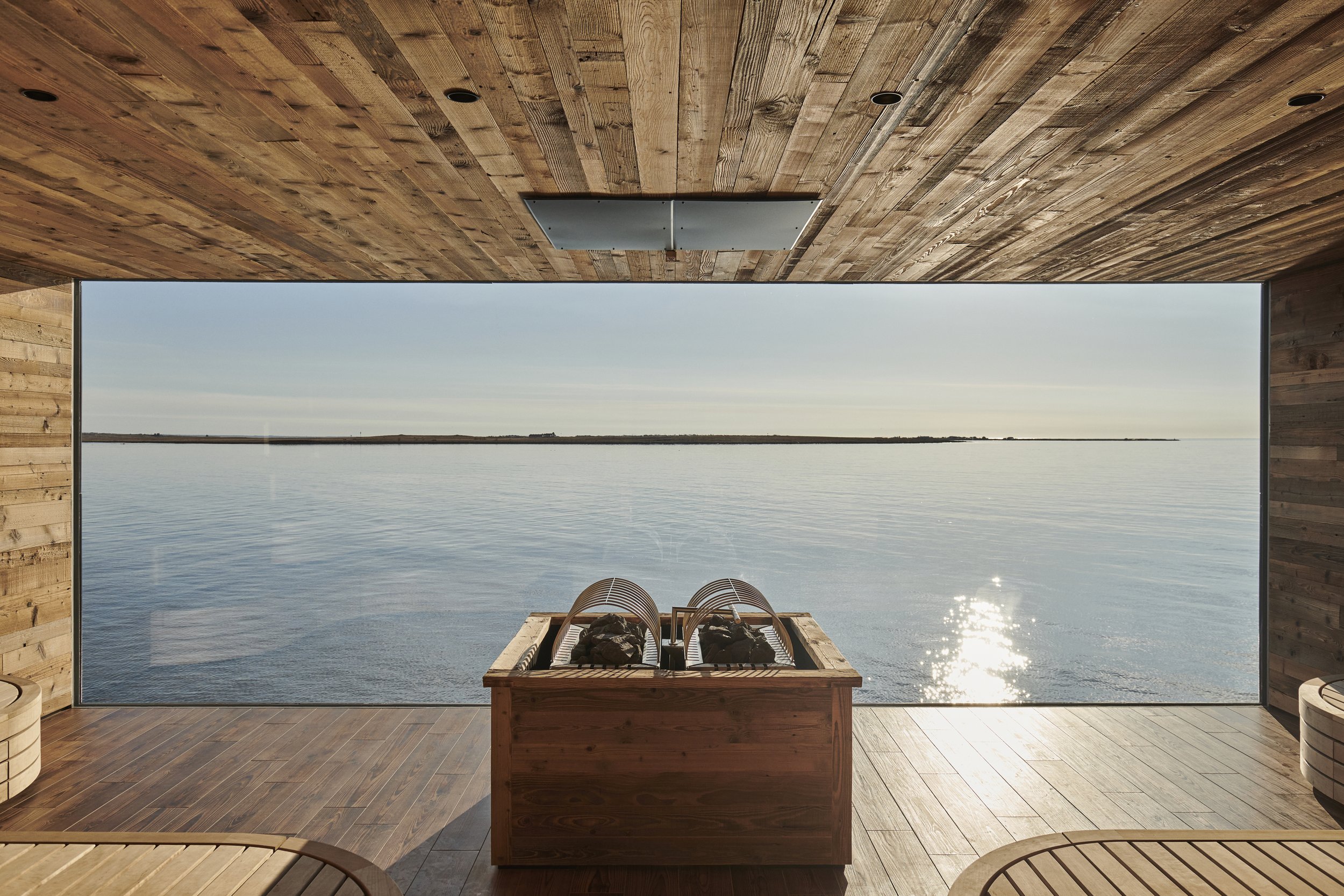 Sauna at Sky Lagoon Hot Spring Near Reykjavik
