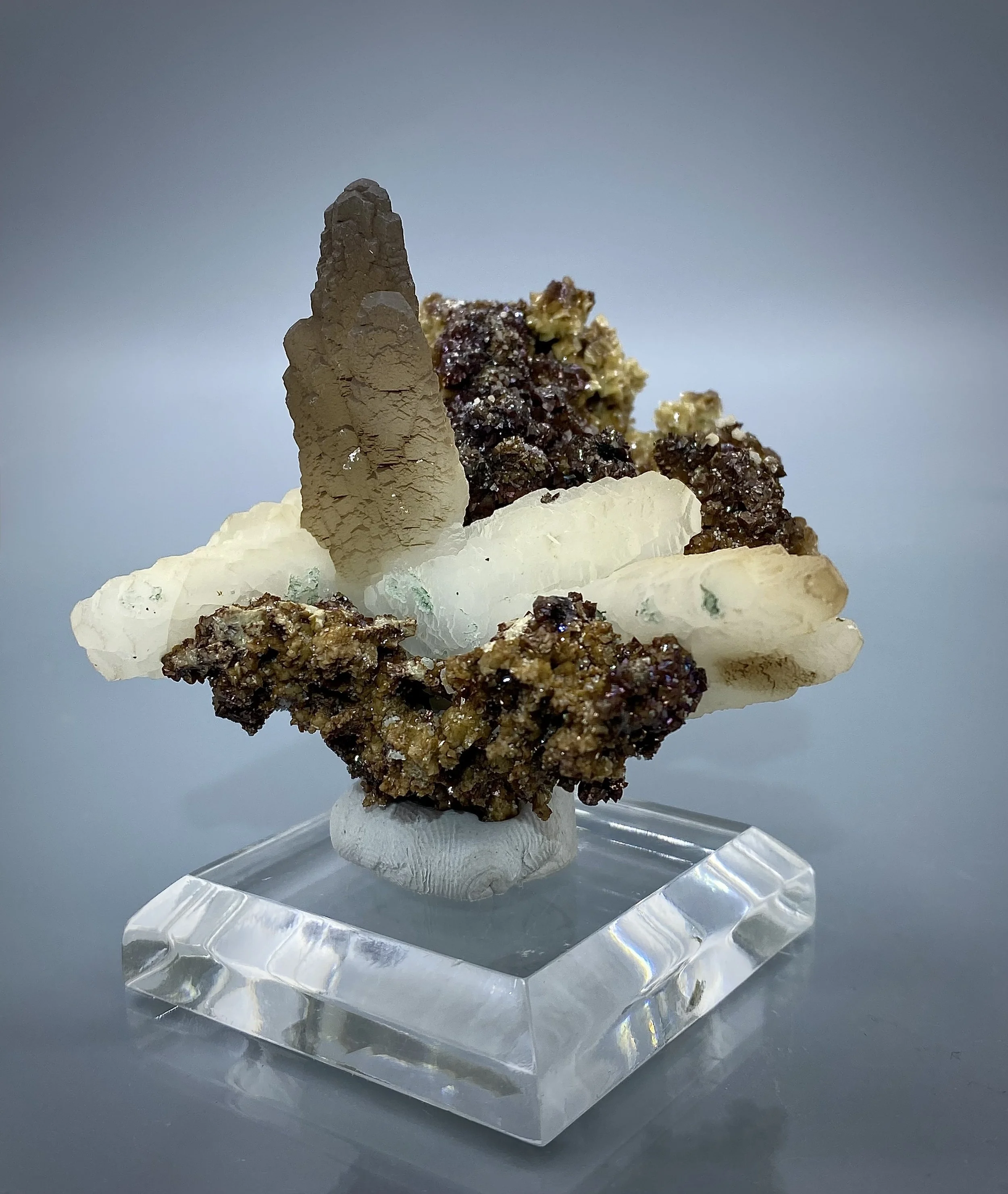 Calcite on Siderite - Aegean Islands, Serifos, Greece 2.jpeg