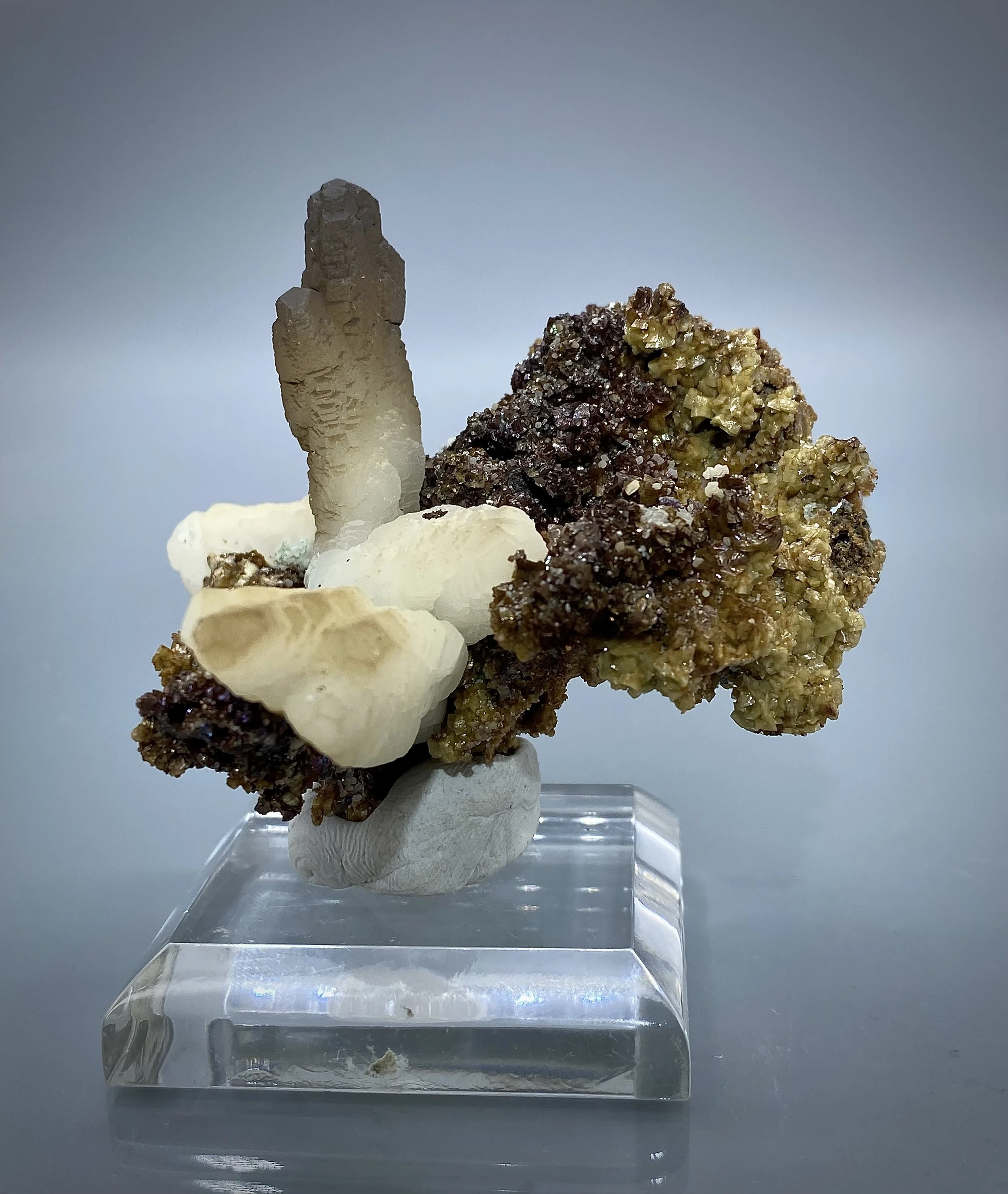 Calcite on Siderite - Aegean Islands, Serifos, Greece 3.jpeg